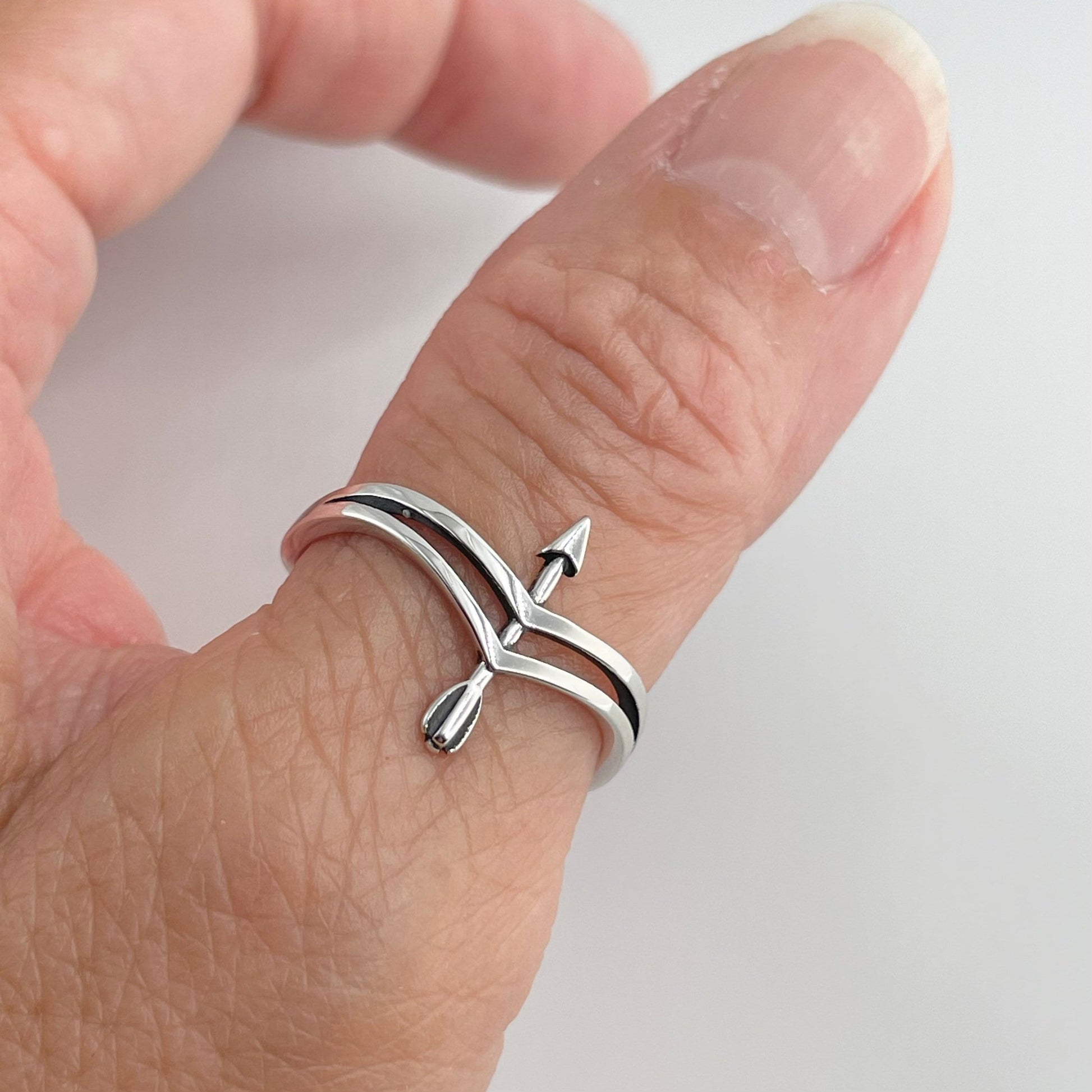 Sterling Silver Arrow and Bow Ring, Boho Ring, Bow Ring, Promise Arrow Ring, Silver Ring, Religious Ring, Arrow Love Ring, Statement Ring,