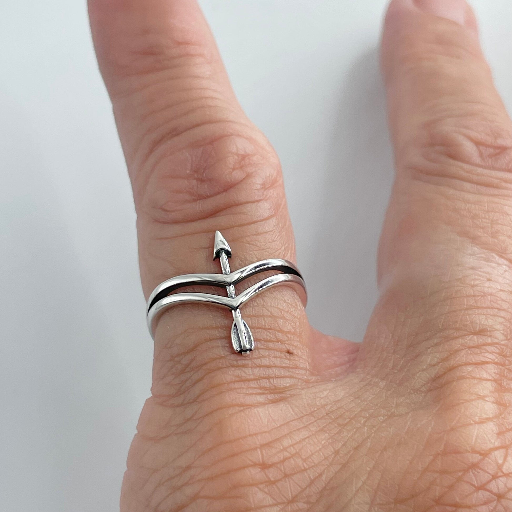 Sterling Silver Arrow and Bow Ring, Boho Ring, Bow Ring, Promise Arrow Ring, Silver Ring, Religious Ring, Arrow Love Ring, Statement Ring,