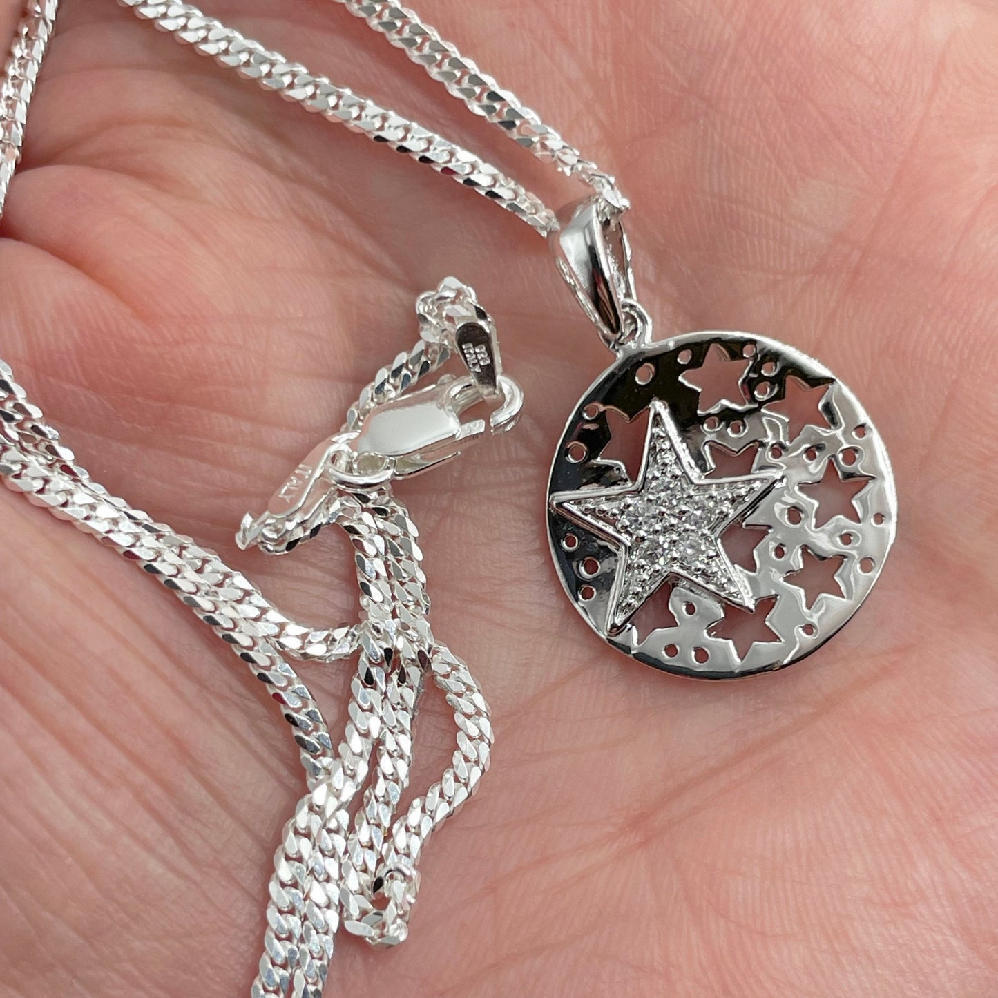 CZ Star Sterling Silver Pendant Necklace: Celestial Jewelry