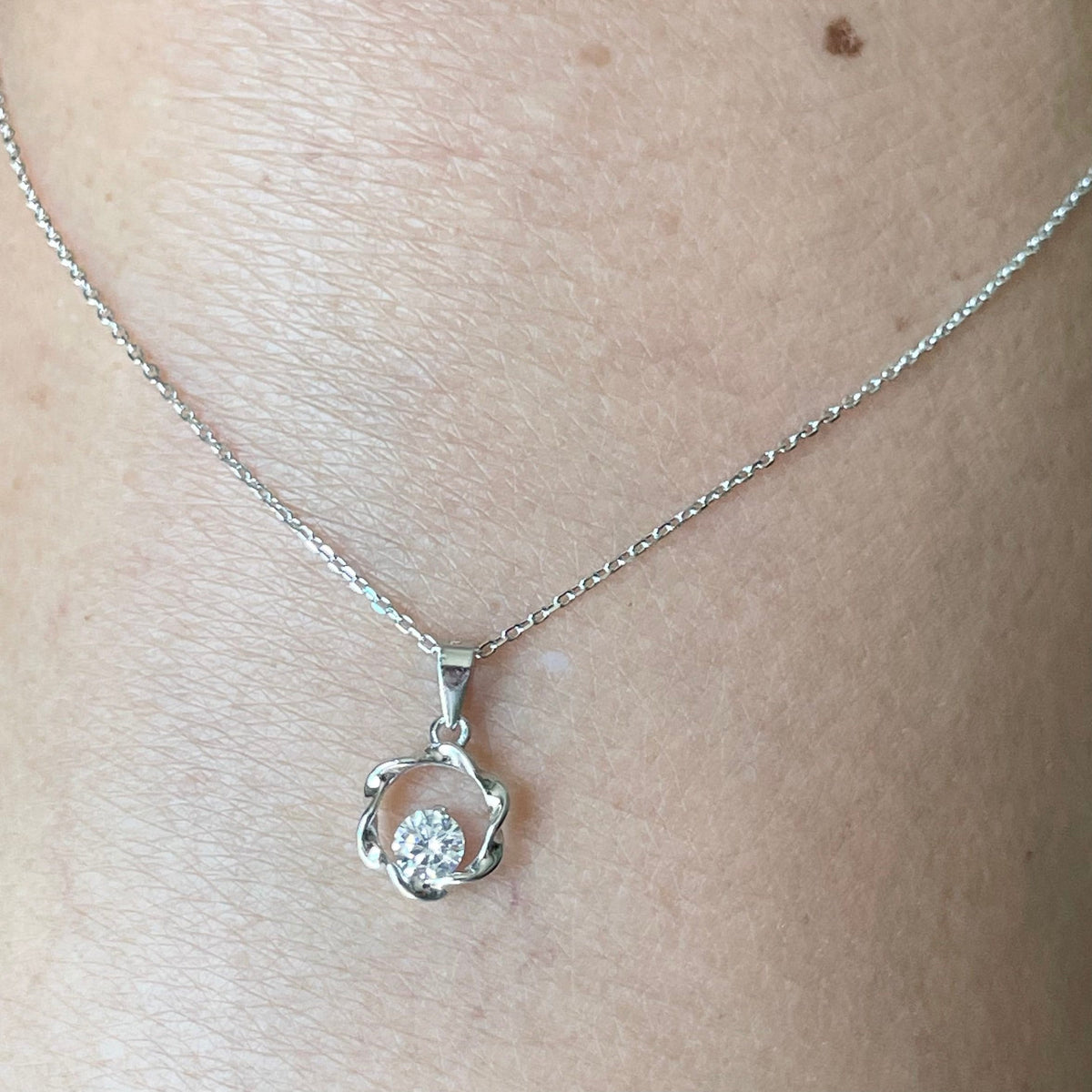Sterling Silver CZ Swirl Necklace: Promise Pendant