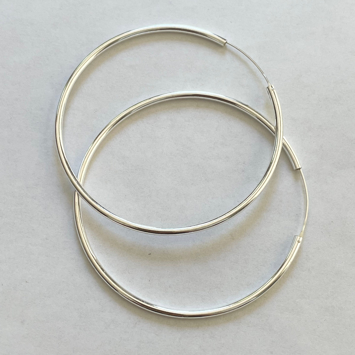 Sterling Silver Continuous Hoop Earrings: 70mm or 80mm