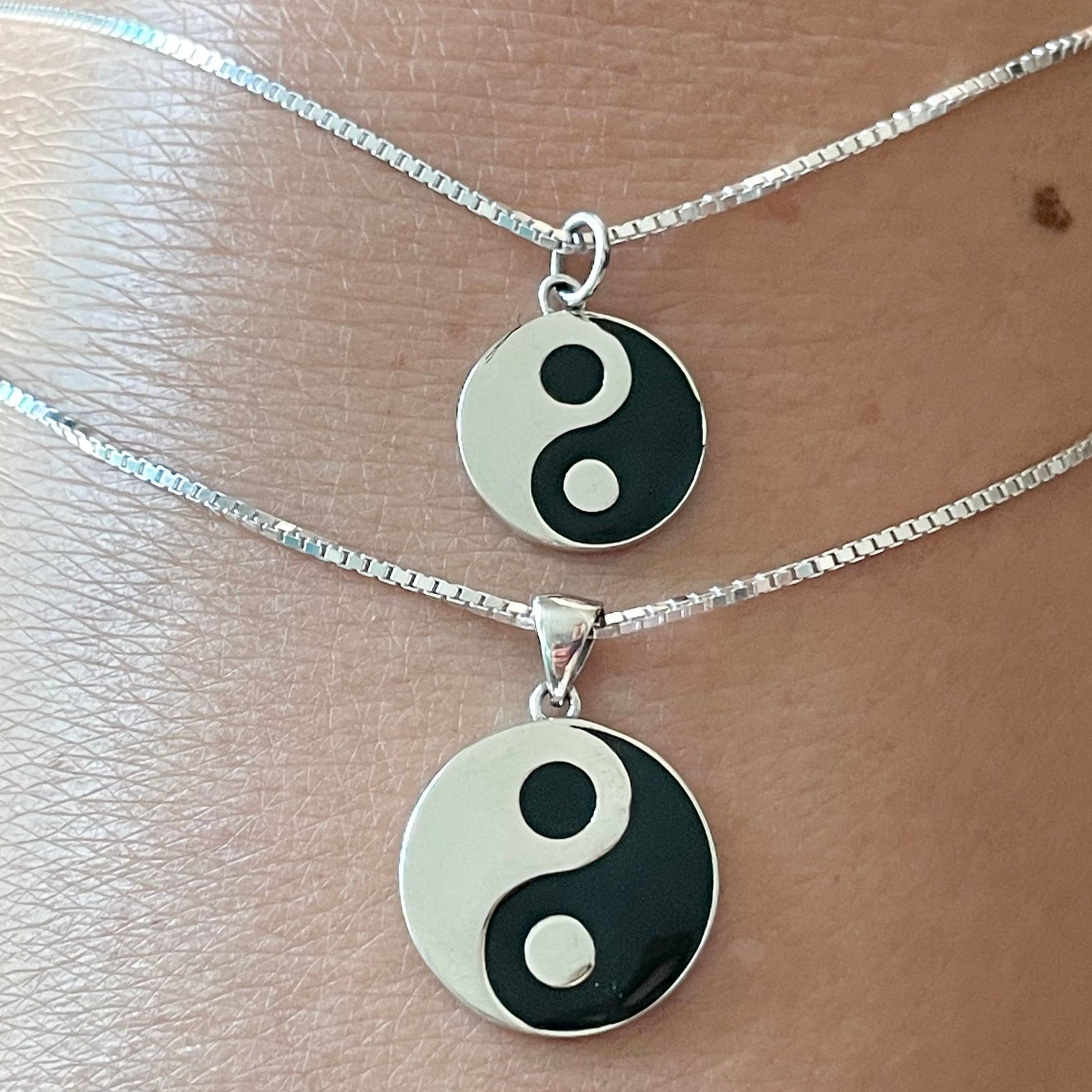 Sterling Silver Small or Large Yin and Yang Pendant Necklace, Boho Necklace, Yin & Yang Pendant, Silver Necklace, Silver Chain Necklace