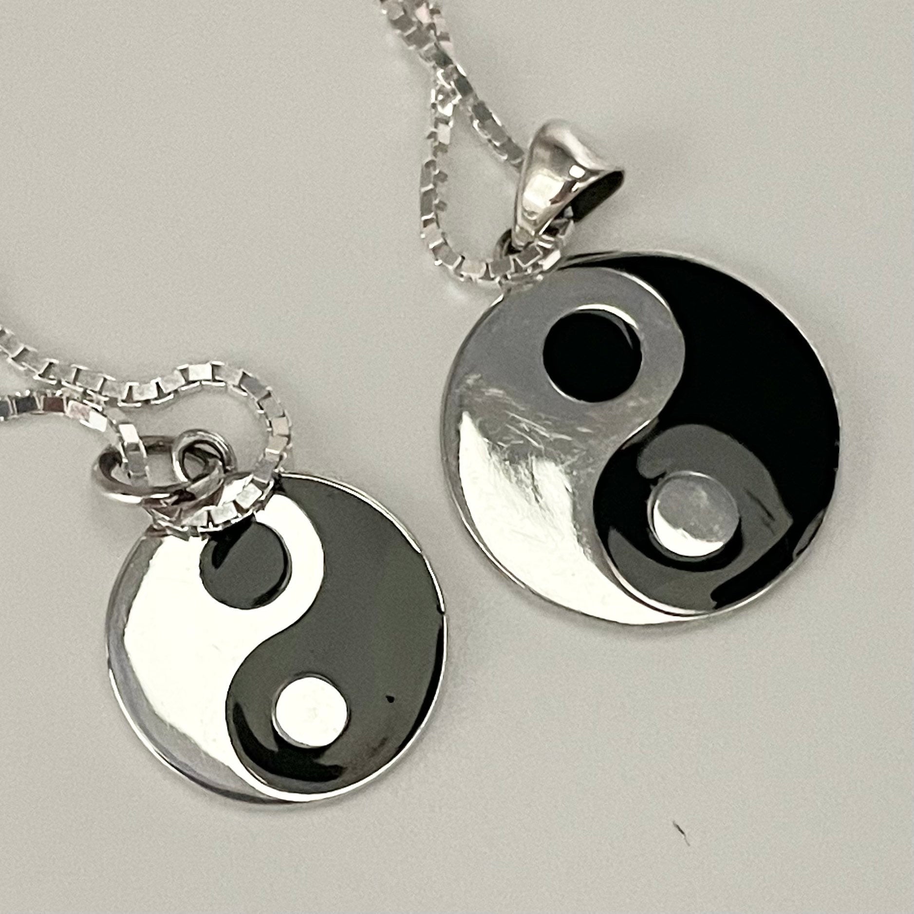 Sterling Silver Small or Large Yin and Yang Pendant Necklace, Boho Necklace, Yin & Yang Pendant, Silver Necklace, Silver Chain Necklace