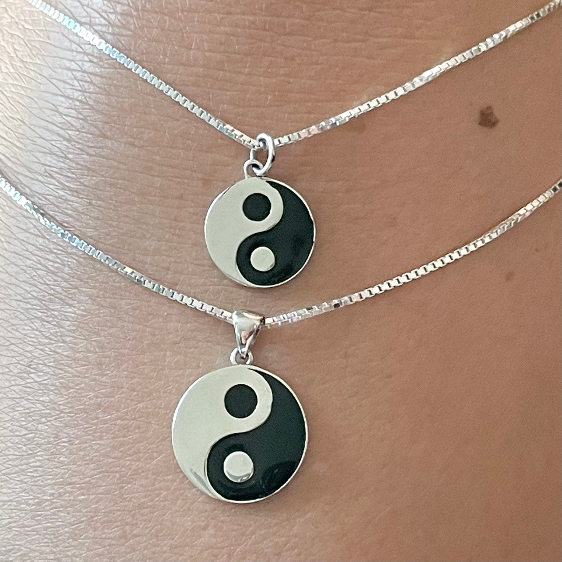 Sterling Silver Yin Yang Pendant Necklace: Oxidized Boho Jewelry
