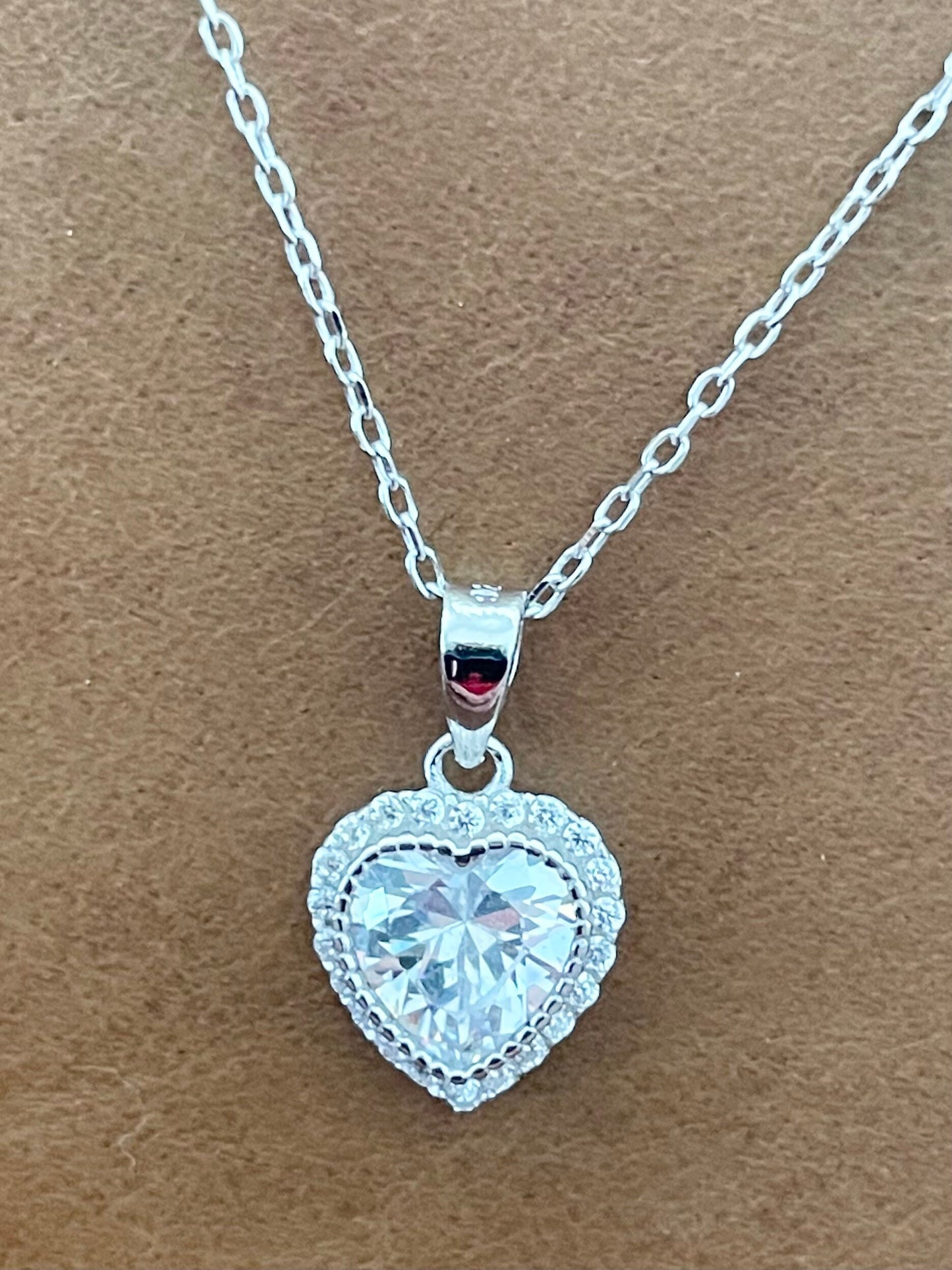 Sterling Silver Solitaire CZ Pendant Necklace: Heart, Teardrop, Round