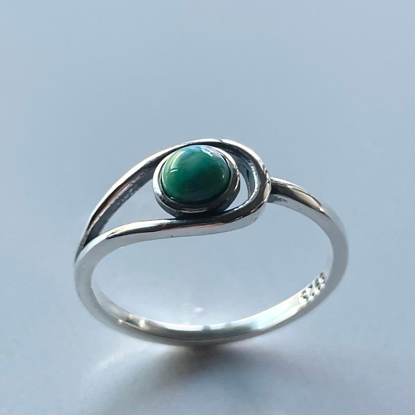 Sterling Silver Turquoise Ring: Modern Loop Boho Statement Ring
