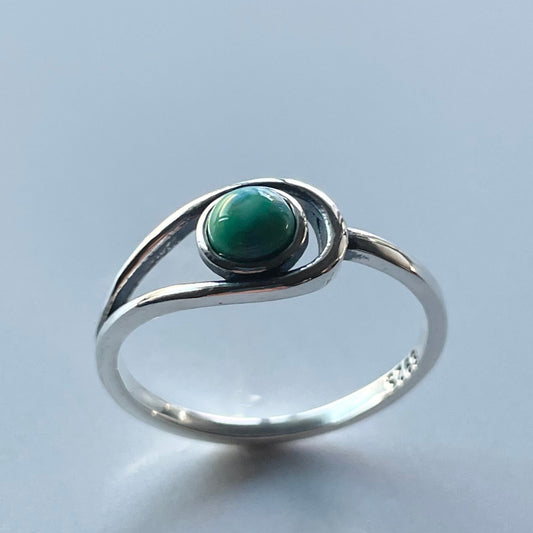 Sterling Silver Turquoise Ring: Modern Loop Boho Statement Ring