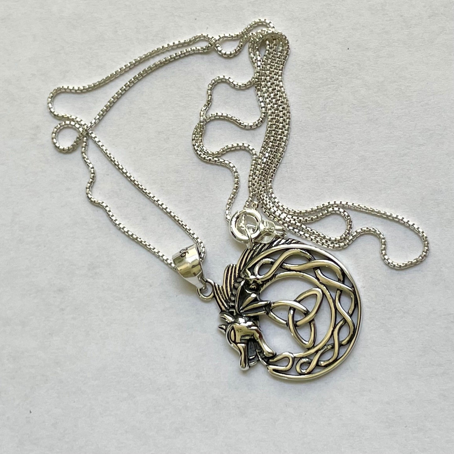 Sterling Silver Celtic Dragon Triquetra Necklace