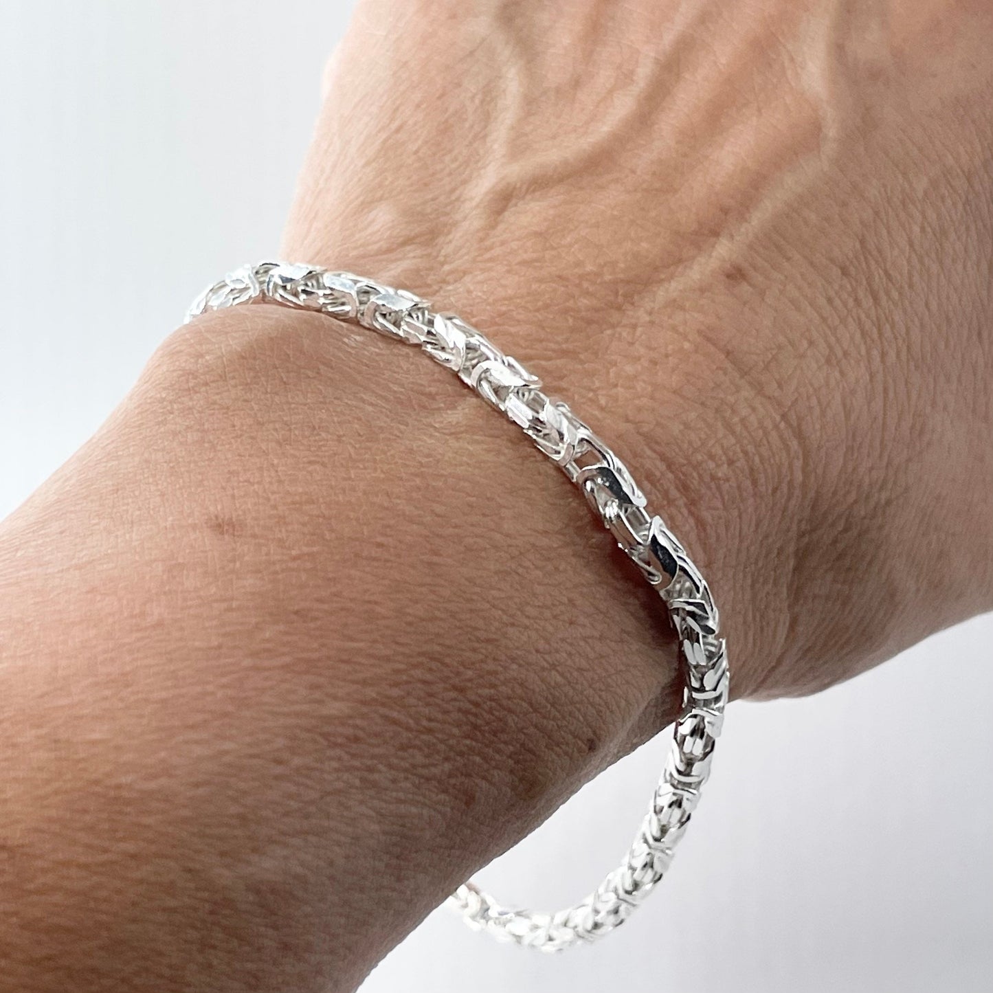 Unisex Sterling Silver Byzantine Bracelet - Boho Statement Jewelry