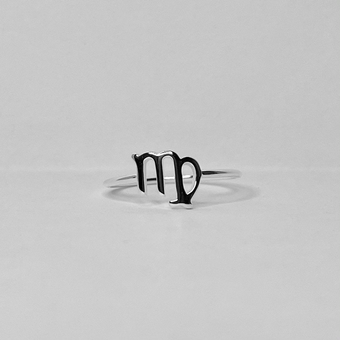 Virgo Zodiac Sterling Silver Ring: Dainty Horoscope Jewelry