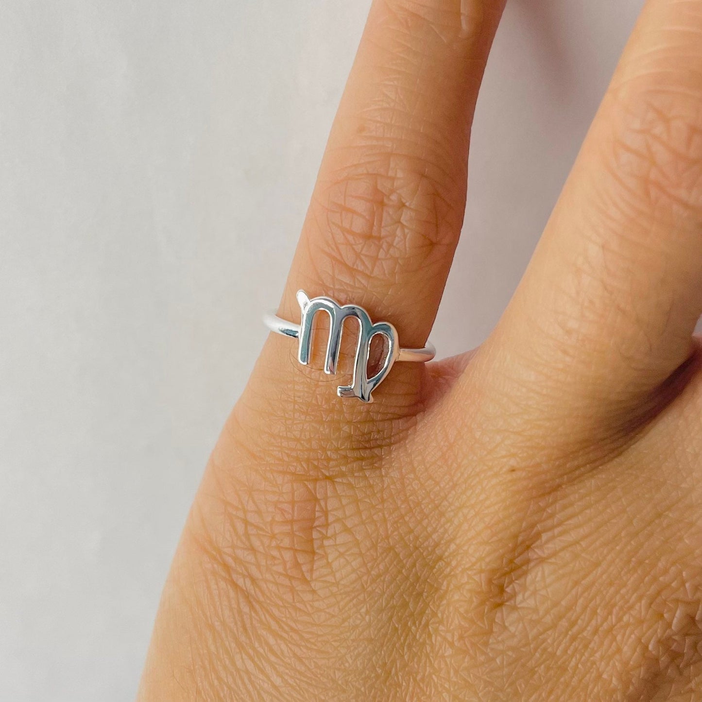 Virgo Zodiac Sterling Silver Ring: Dainty Horoscope Jewelry