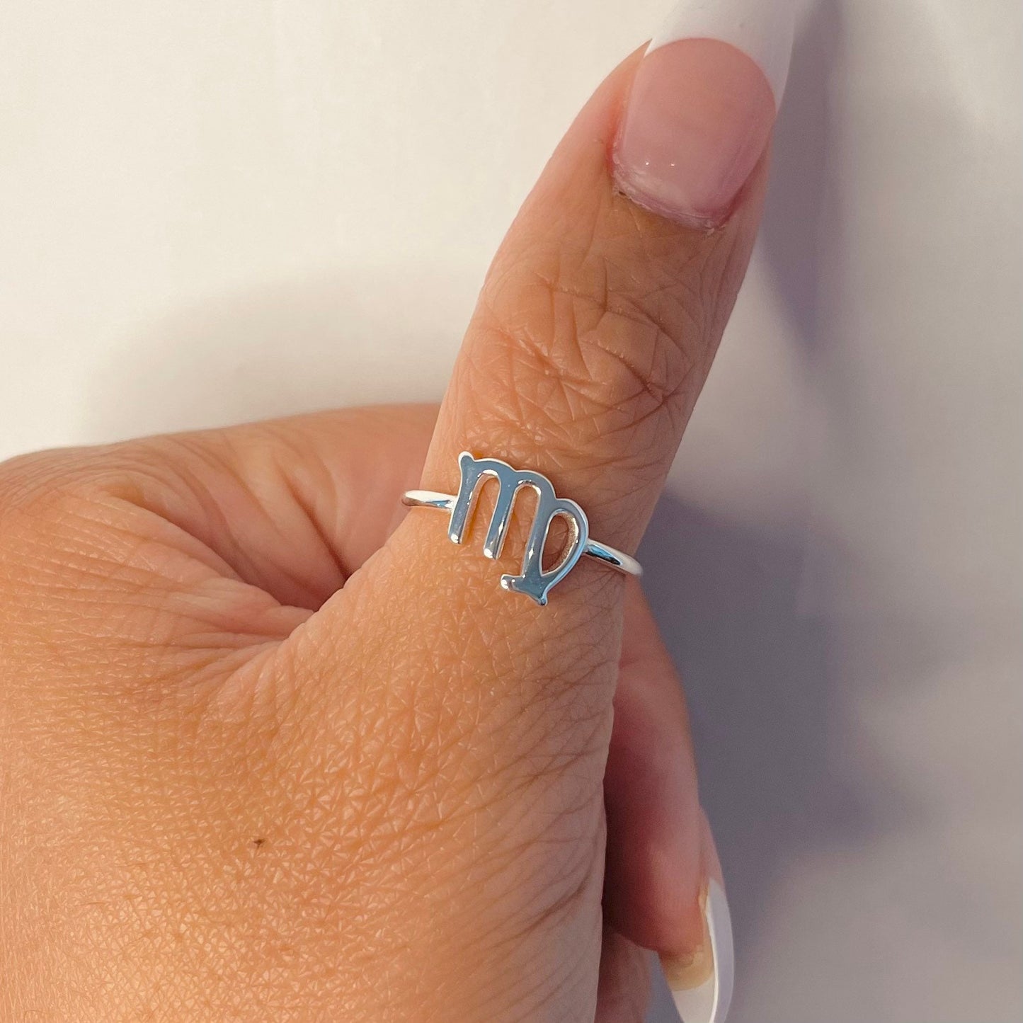 Virgo Zodiac Sterling Silver Ring: Dainty Horoscope Jewelry