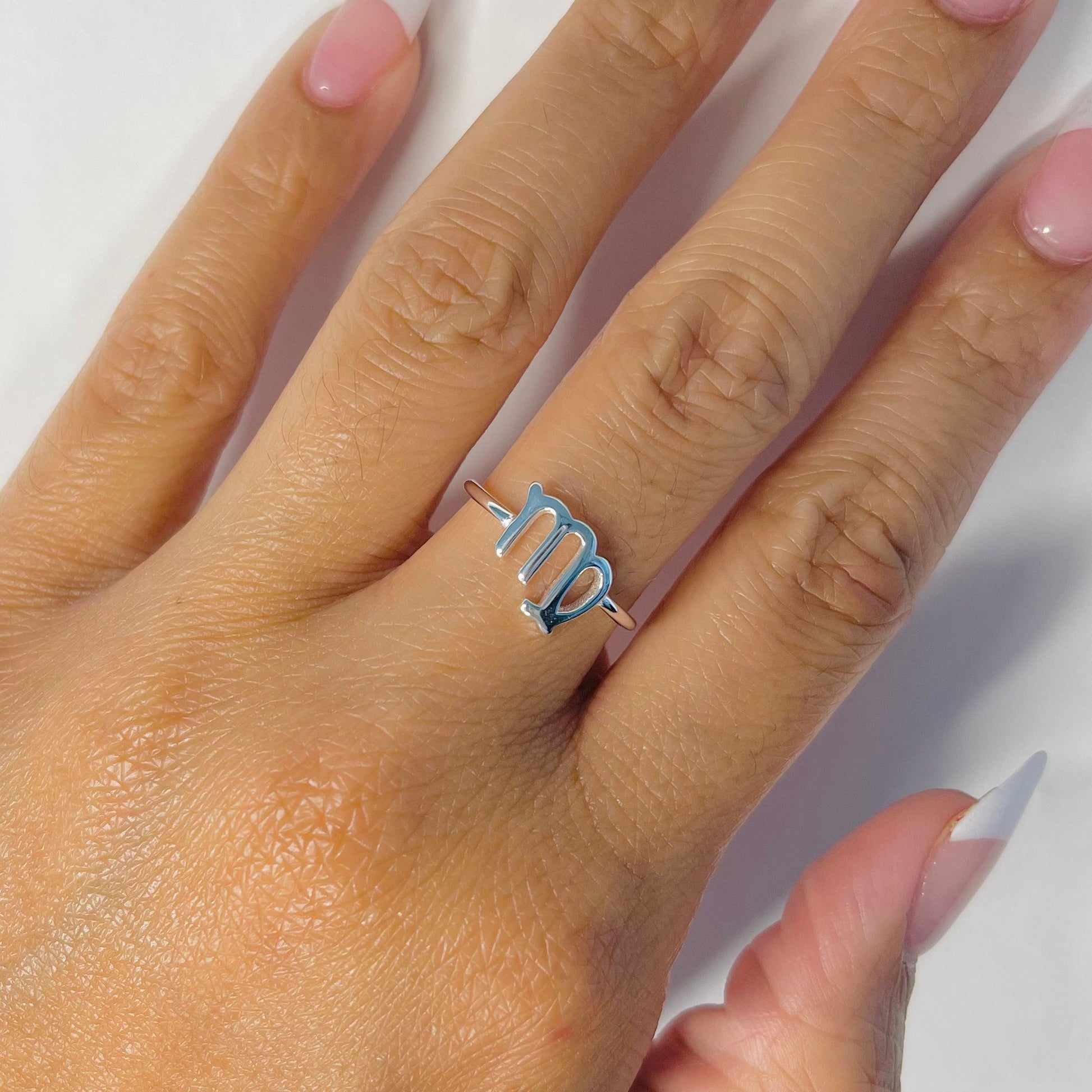 Virgo Zodiac Sterling Silver Ring: Dainty Horoscope Jewelry