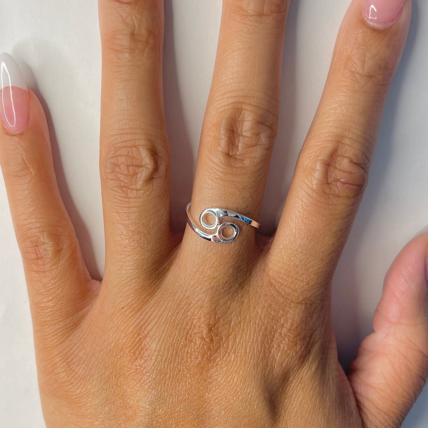 Sterling Silver Cancer Zodiac Ring: Dainty Astrology Jewelry