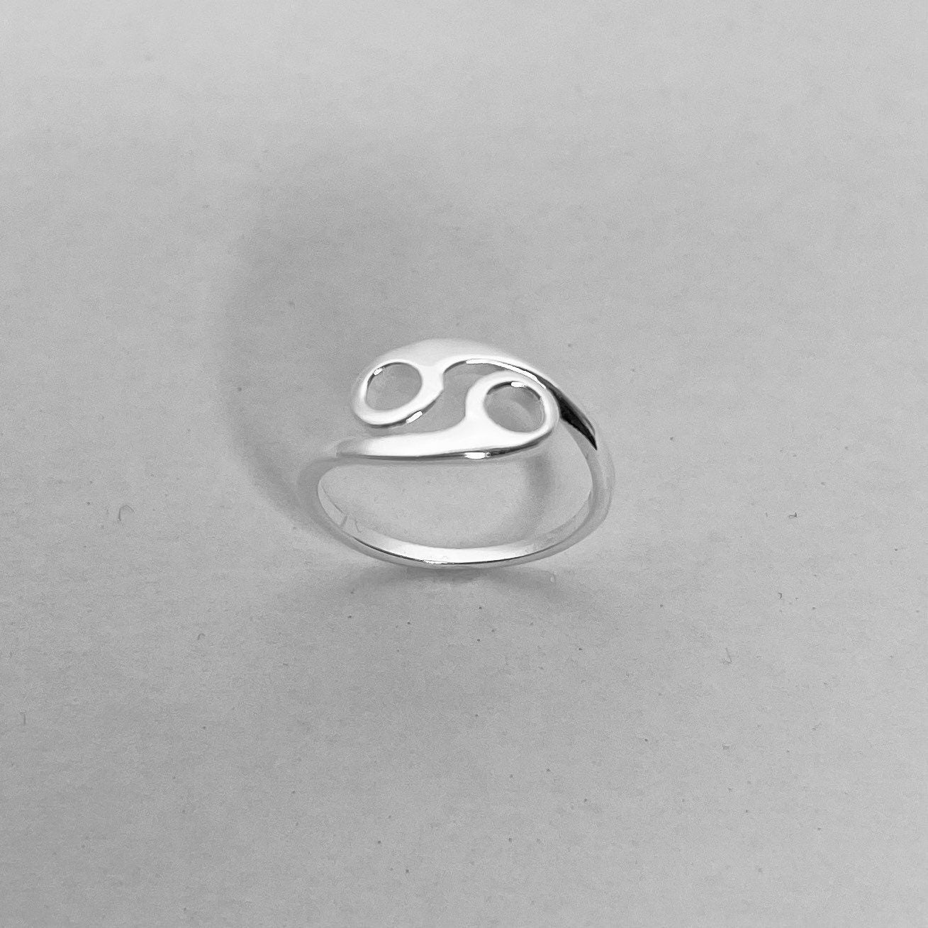 Sterling Silver Cancer Zodiac Ring: Dainty Astrology Jewelry