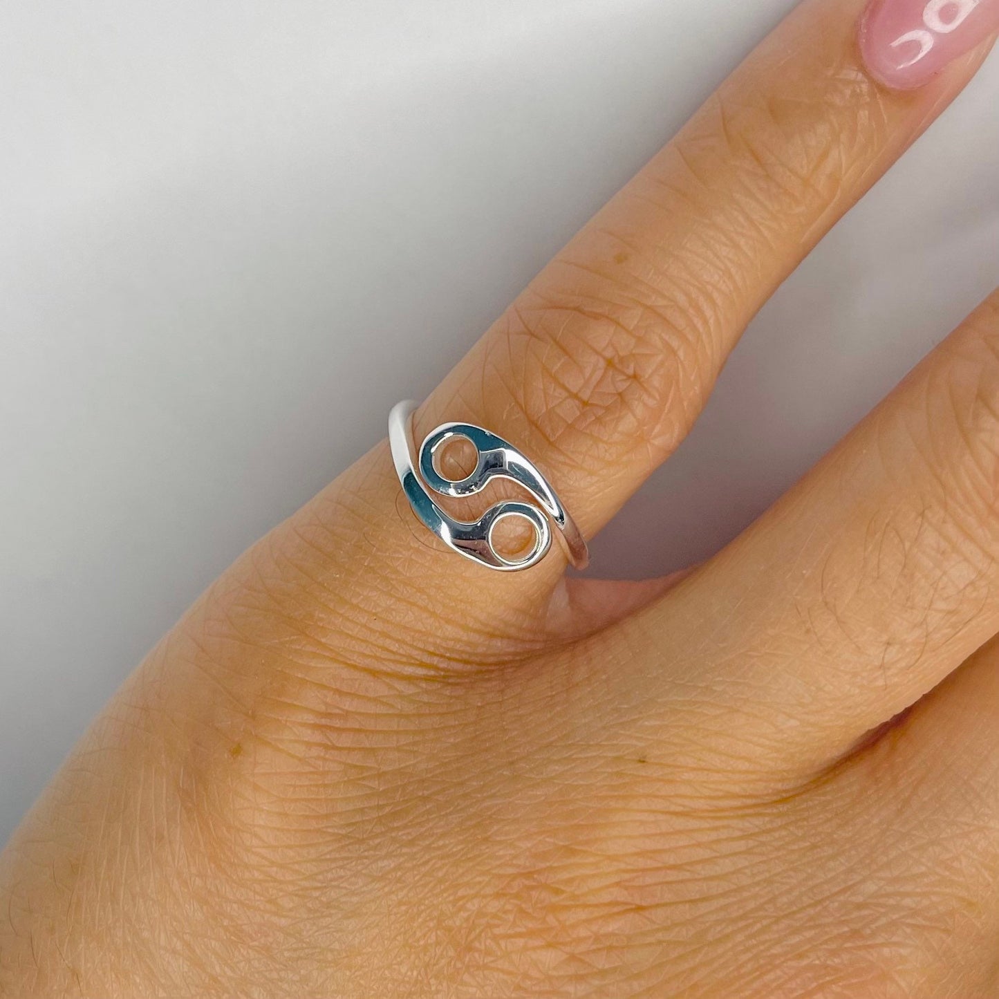 Sterling Silver Cancer Zodiac Ring: Dainty Astrology Jewelry