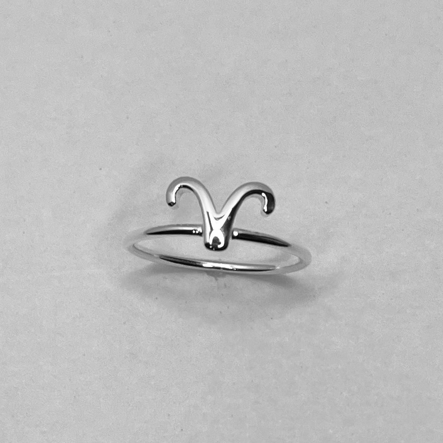 Dainty Sterling Silver Aries Zodiac Ring: Horoscope Jewelry