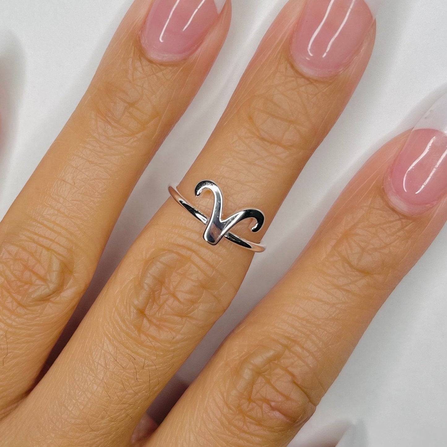 Dainty Sterling Silver Aries Zodiac Ring: Horoscope Jewelry