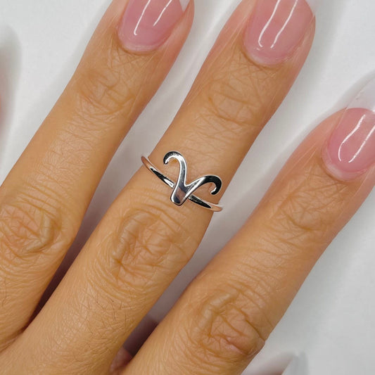 Dainty Sterling Silver Aries Zodiac Ring: Horoscope Jewelry