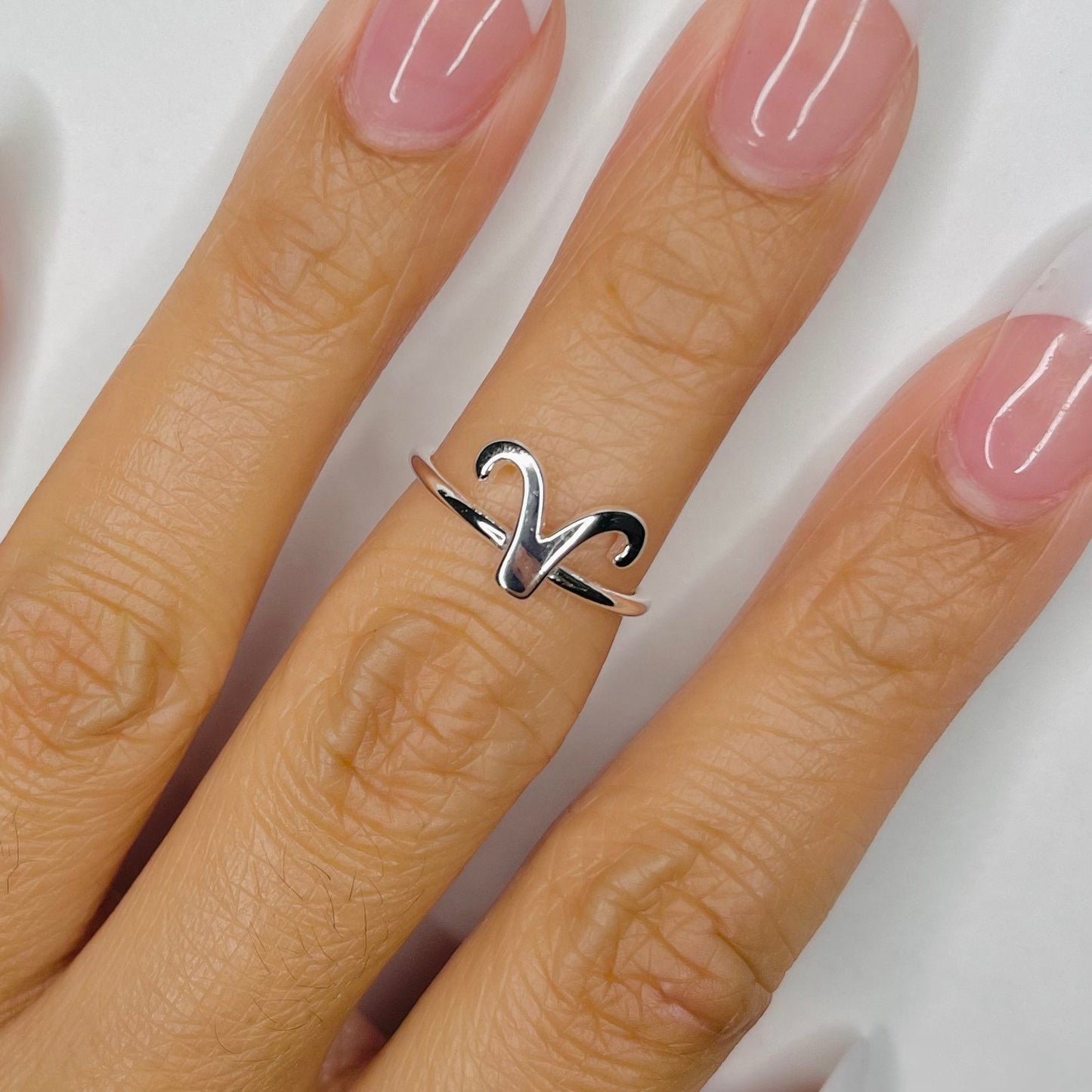 Dainty Sterling Silver Aries Zodiac Ring: Horoscope Jewelry