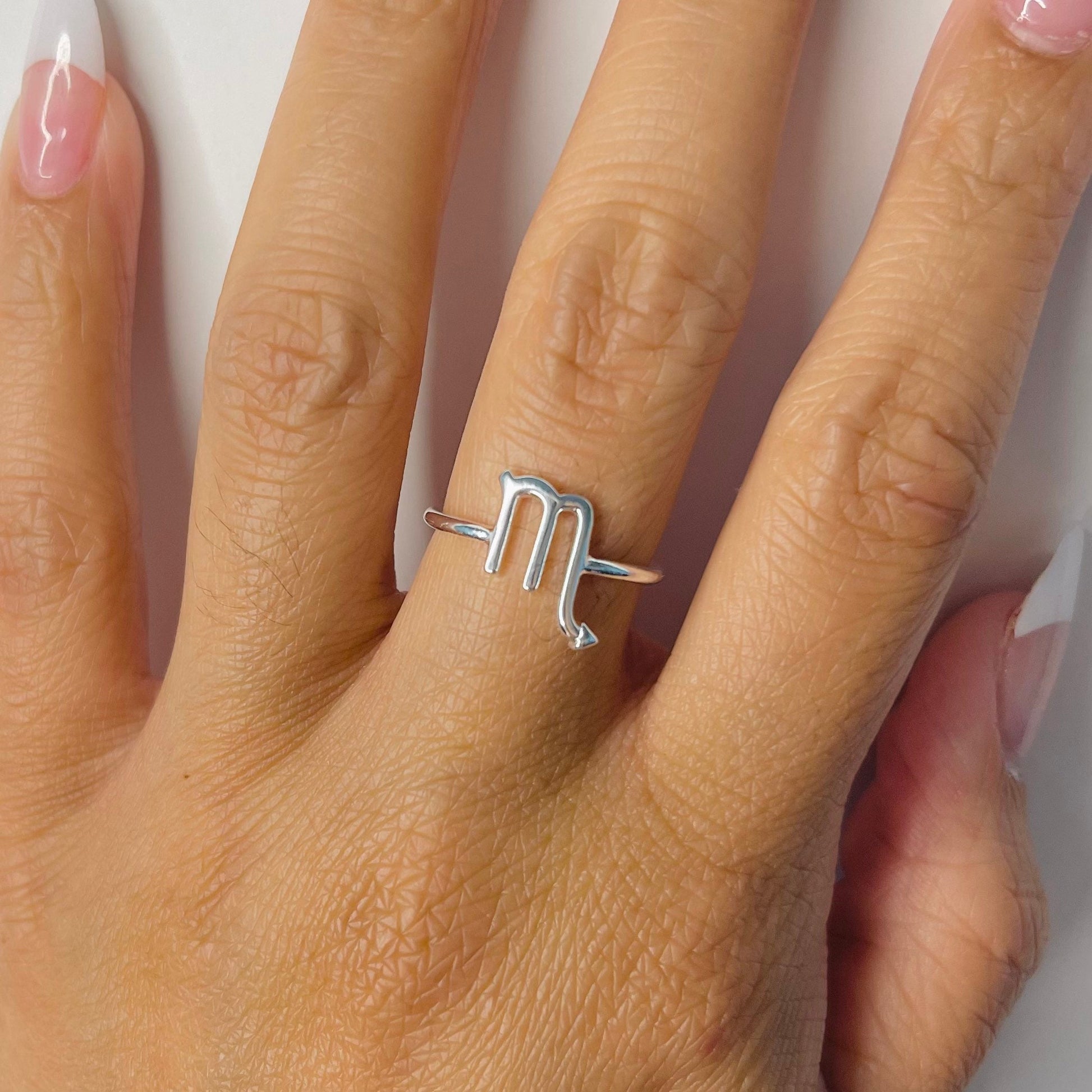 Sterling Silver Scorpio Zodiac Ring: Dainty Horoscope Jewelry