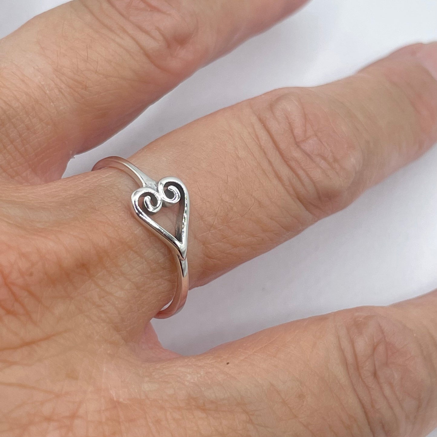 Swirl Heart Sterling Silver Ring, Love Heart Ring, Silver Heart Ring, Swirl Ring, Anniversary Heart Ring, I love you Ring, Promise Ring.