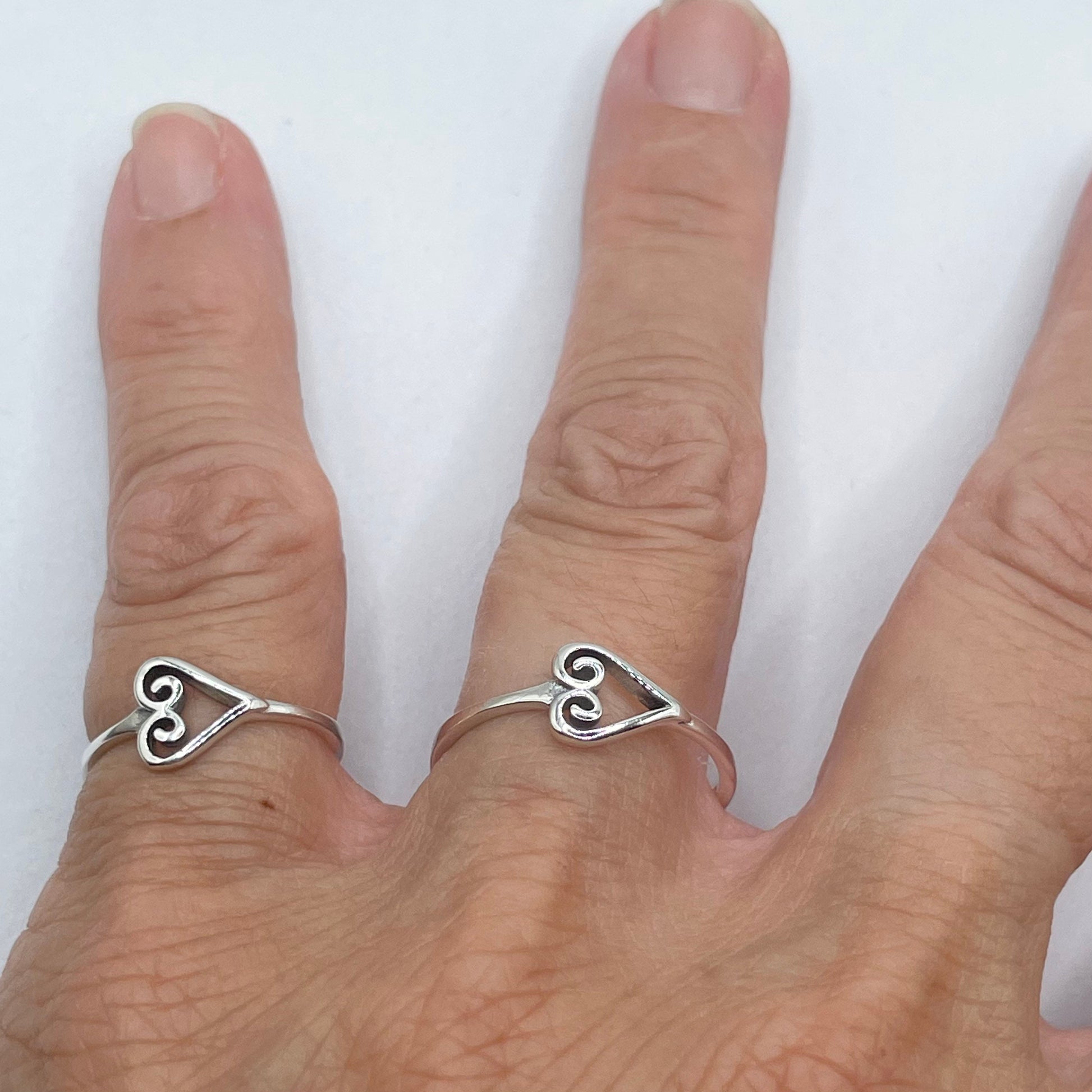 Swirl Heart Sterling Silver Ring: Oxidized Love Ring