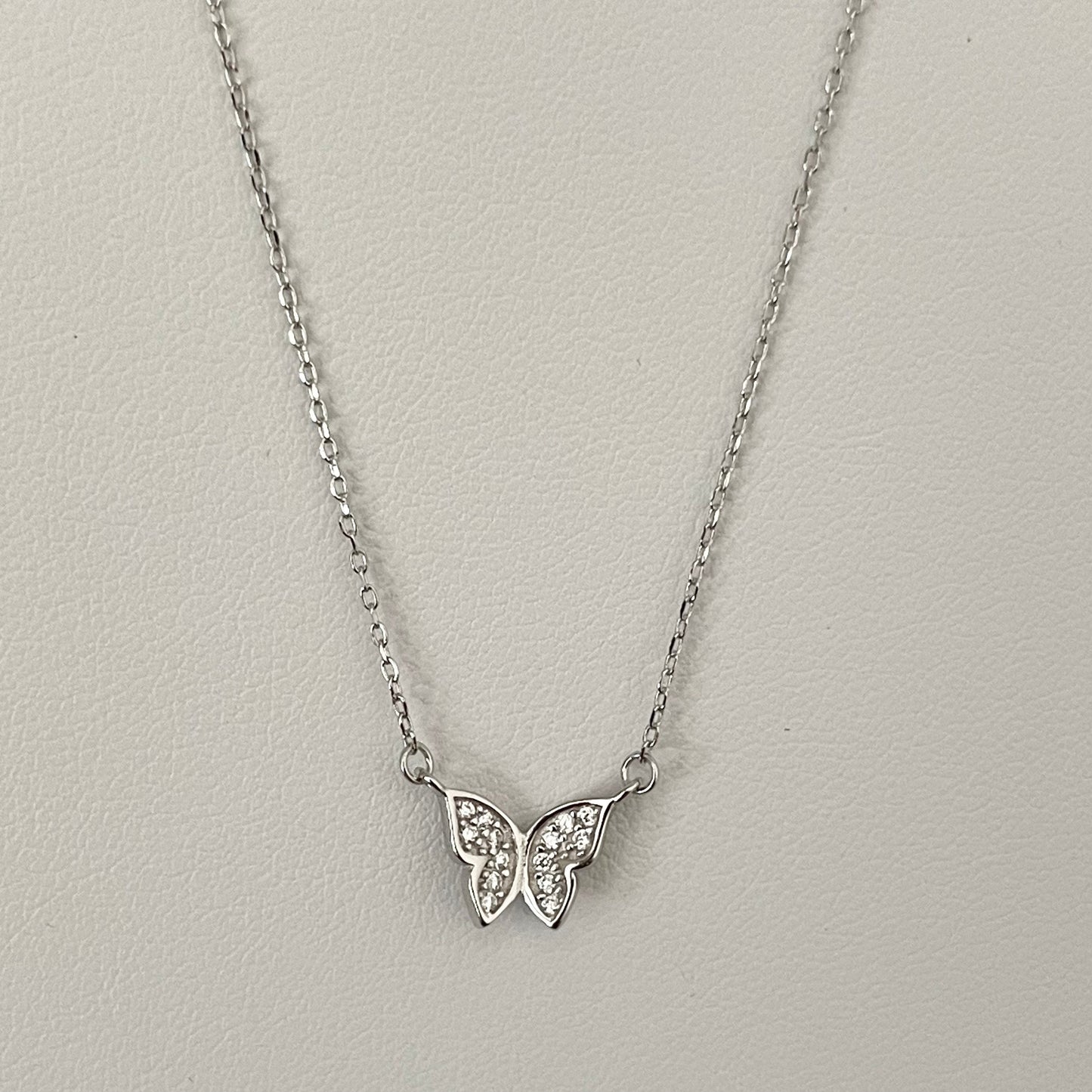 Dainty CZ Butterfly Sterling Silver Necklace, Silver Butterfly Pendant, Dainty Necklace, Girl Butterfly Necklace, Silver Animal Necklace