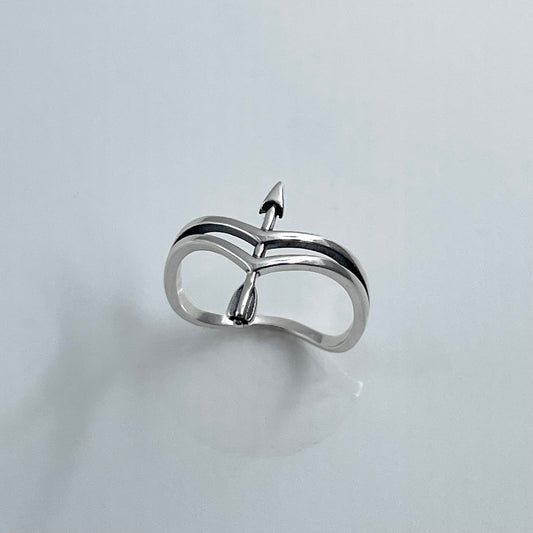 Sterling Silver Arrow and Bow Ring, Boho Ring, Bow Ring, Promise Arrow Ring, Silver Ring, Religious Ring, Arrow Love Ring, Statement Ring,