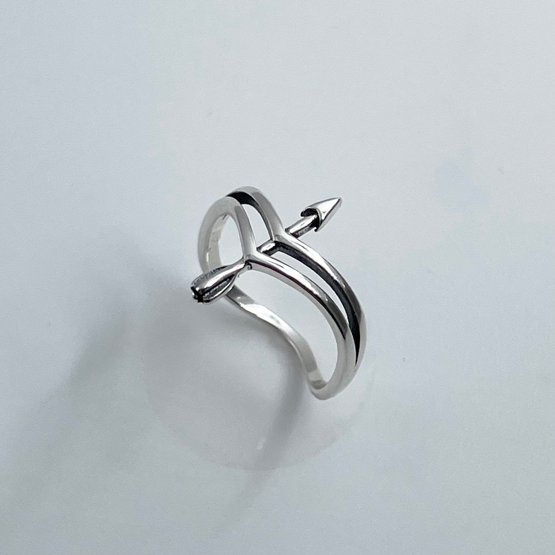 Sterling Silver Arrow and Bow Ring, Boho Ring, Bow Ring, Promise Arrow Ring, Silver Ring, Religious Ring, Arrow Love Ring, Statement Ring,