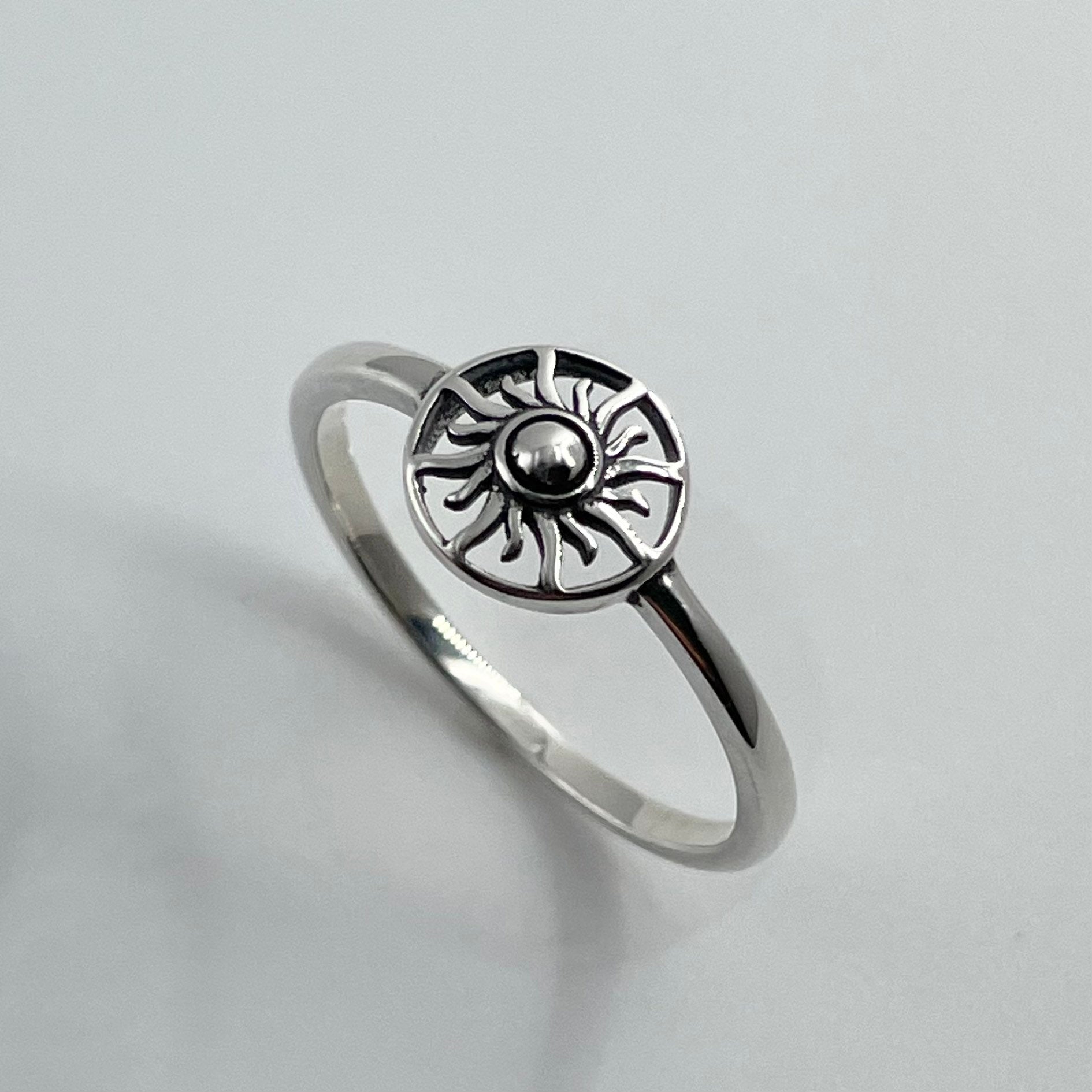 Sterling Silver Sun Ring, Crescent Sun Ring, Sun Face Ring, Love Ring, Delicate Ring, Danity Ring, Sun Ring