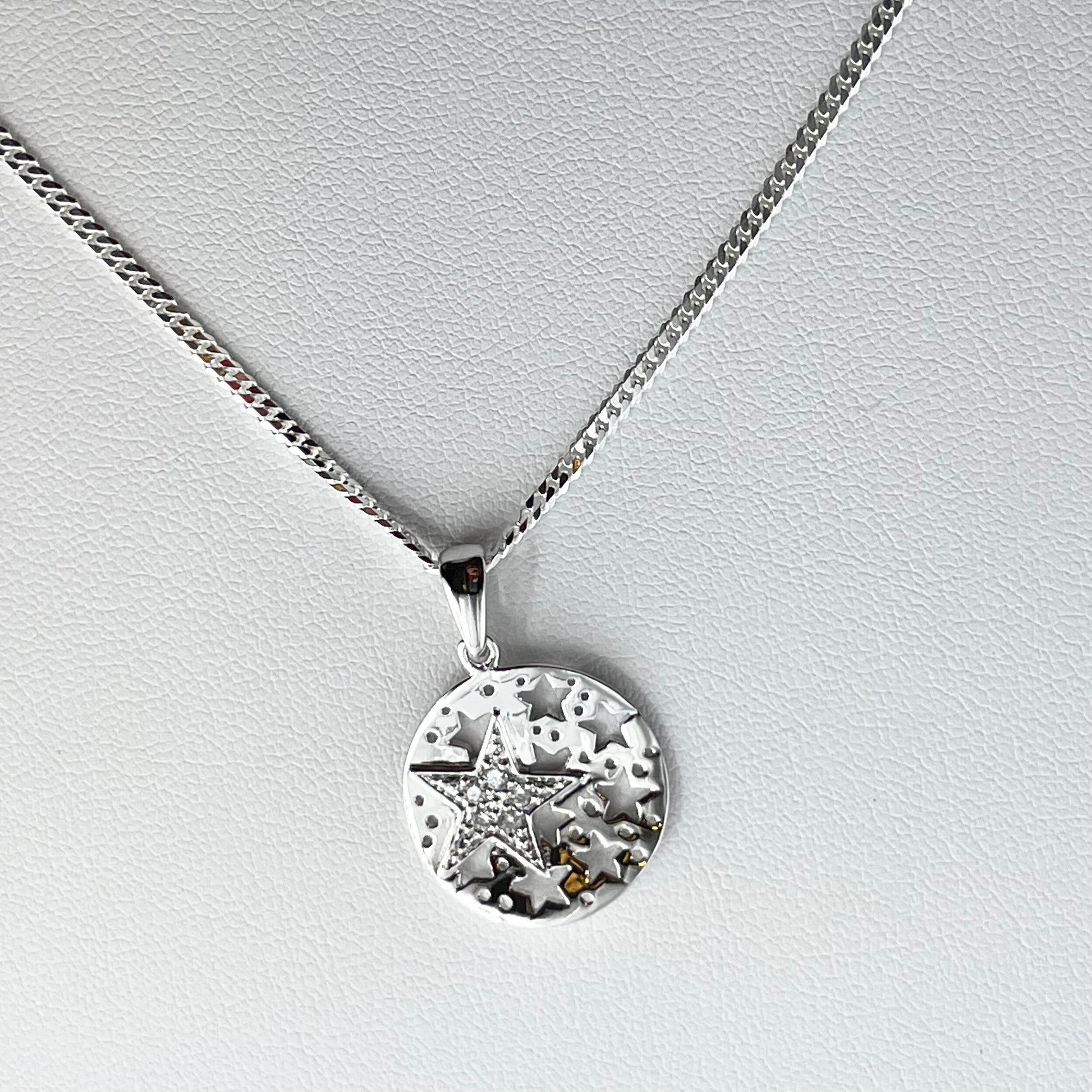 CZ Stars Sterling Silver Pendant Necklace, Stars Pendant, Cubic Zirconia Necklace, Celestial Necklace, CZ Pendant, Silver Star Necklace.