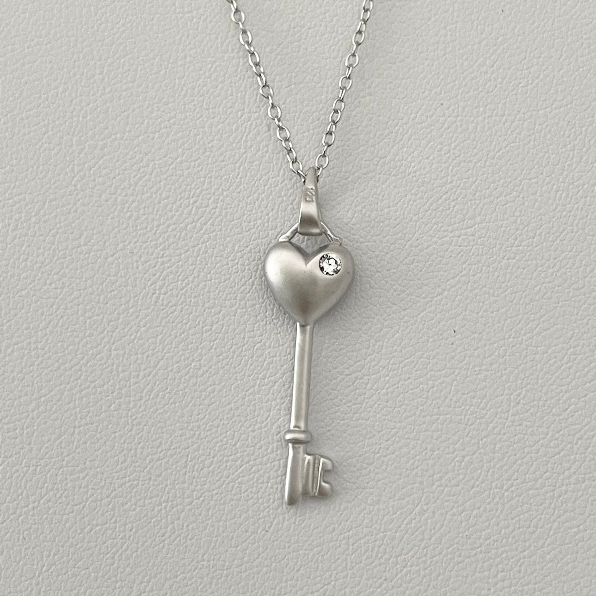 Sterling Silver CZ Heart Key Pendant Necklace: Love Token