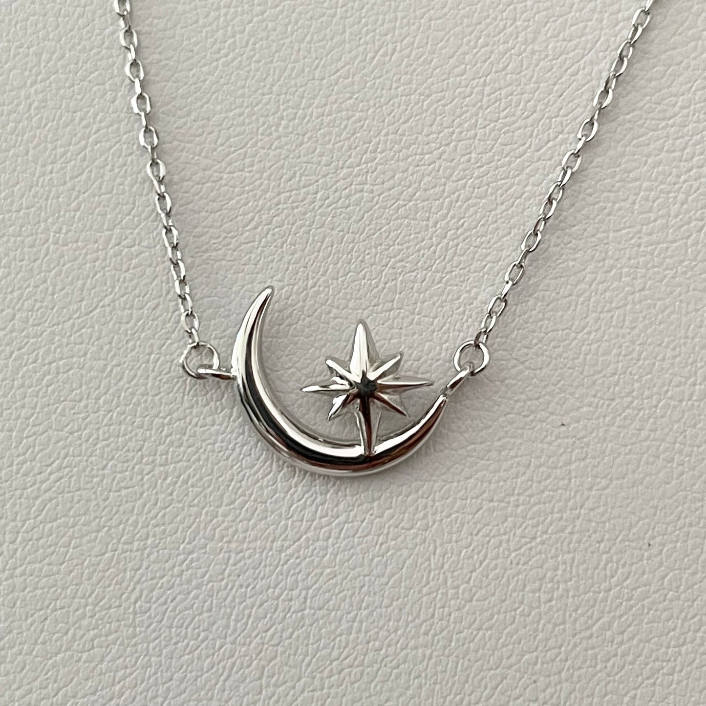 Crescent Moon and Star Sterling Silver Pendant and Necklace, Star Pendant, Celestial Necklace, Moon Pendant, Silver Necklace.