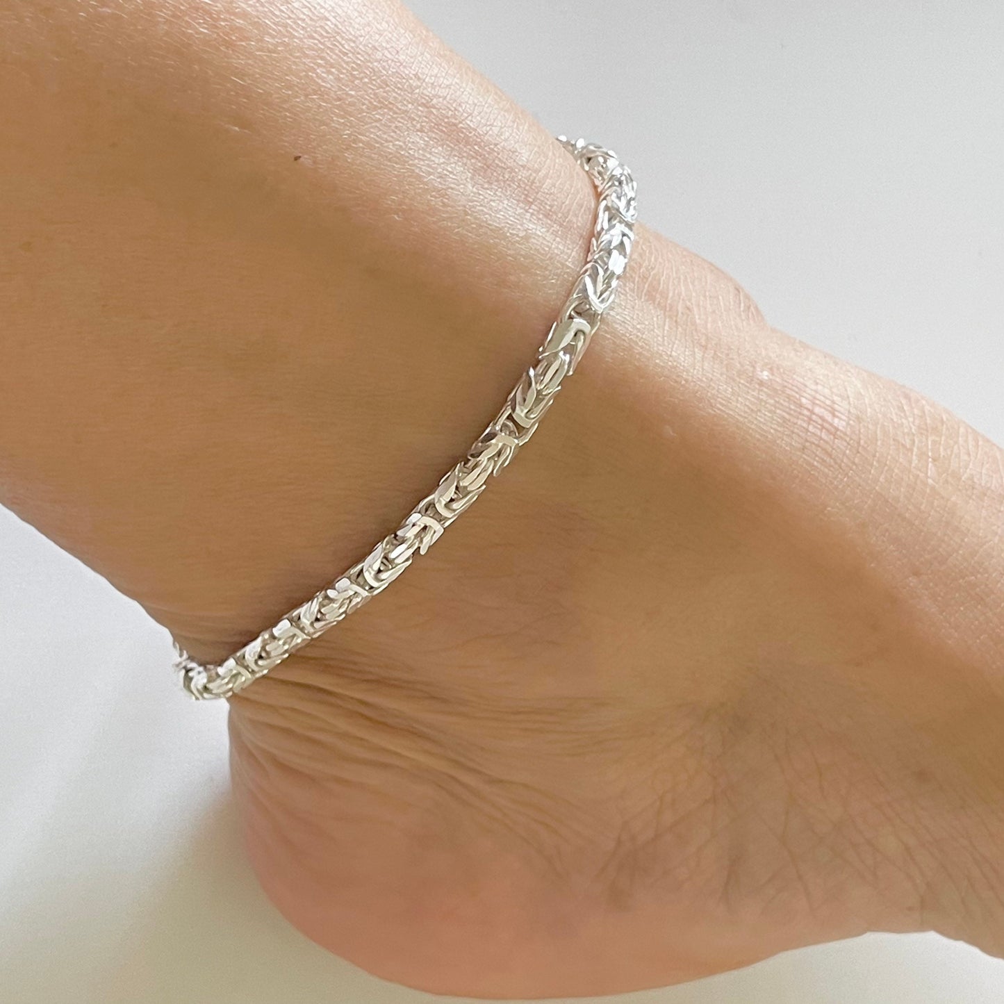 Unisex Byzantine Sterling Silver Bracelet, Unisex Bracelet, Silver Bracelet, Statement Ankle, Boho Bracelet, Silver Anklet