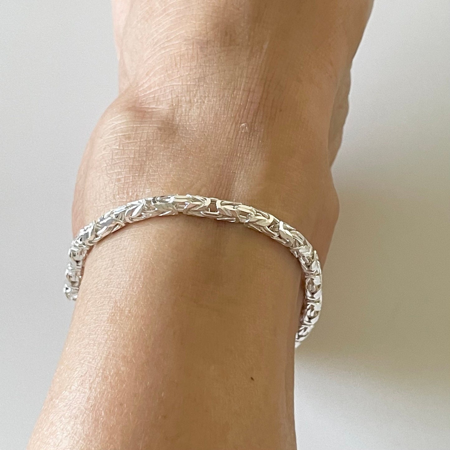 Unisex Sterling Silver Byzantine Bracelet - Boho Statement Jewelry