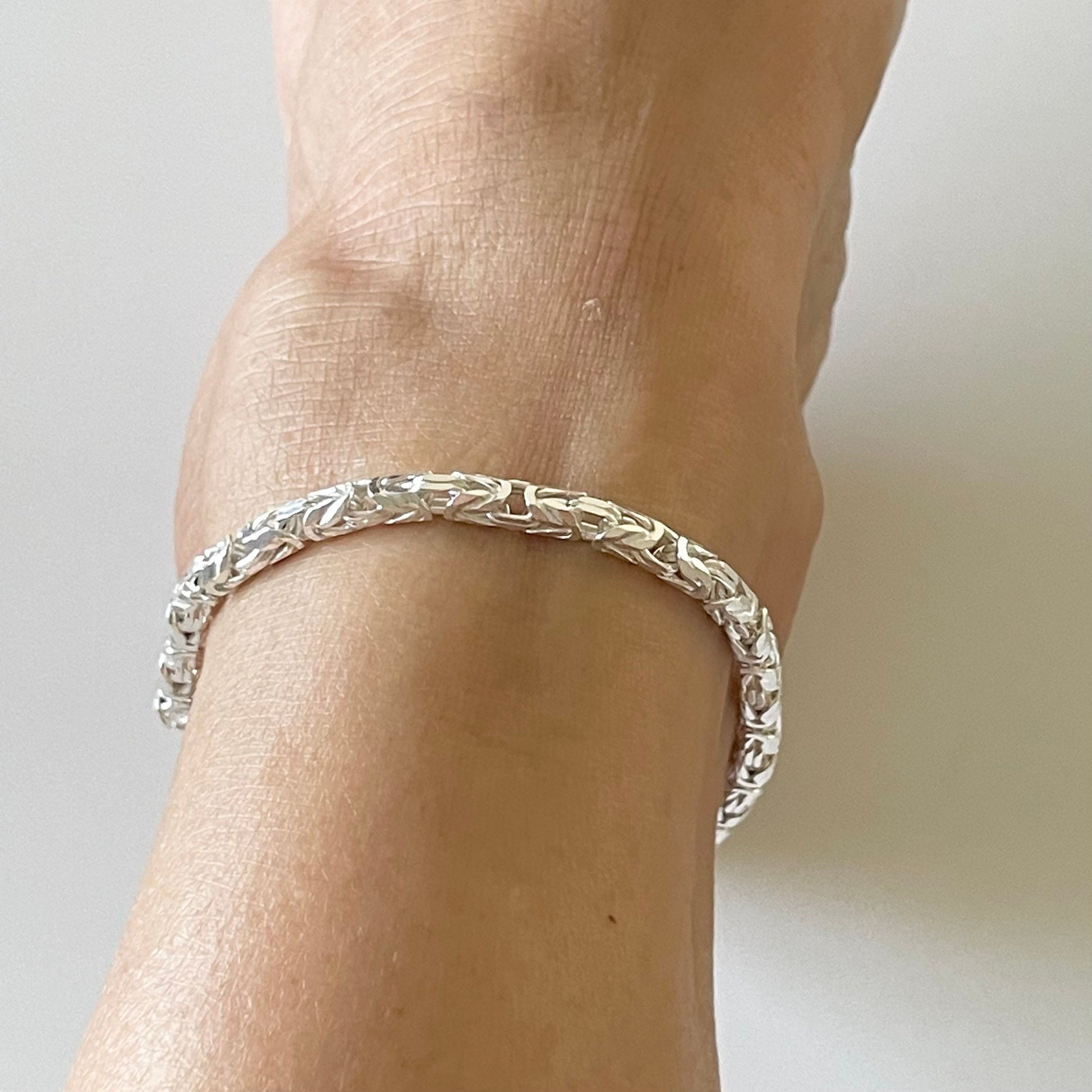 Unisex Sterling Silver Byzantine Bracelet - Boho Statement Jewelry