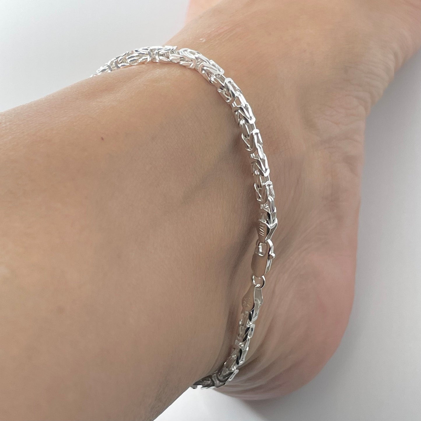 Unisex Byzantine Sterling Silver Bracelet, Unisex Bracelet, Silver Bracelet, Statement Ankle, Boho Bracelet, Silver Anklet