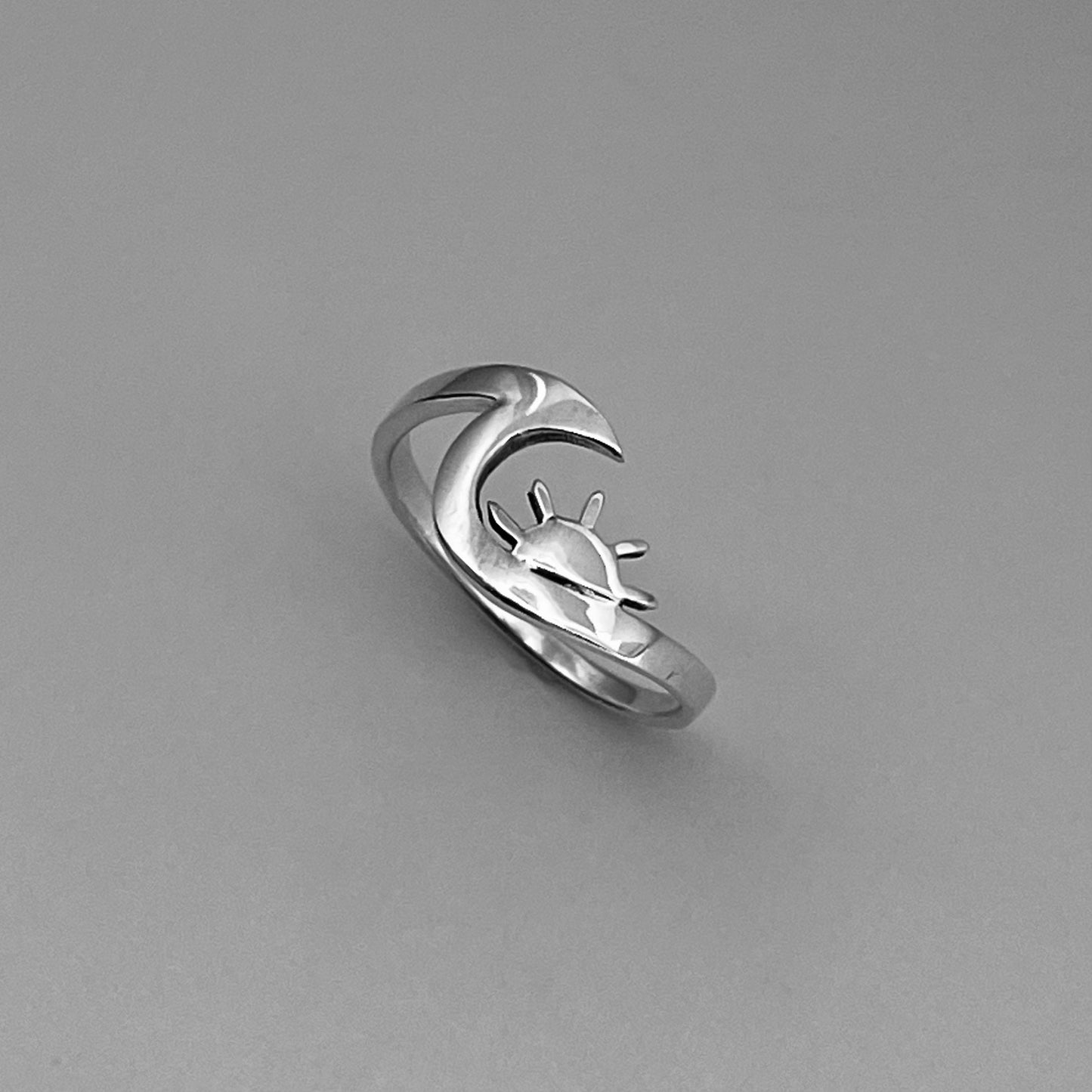 Dainty Sterling Silver Sun and Wave Ring: Promise Ring