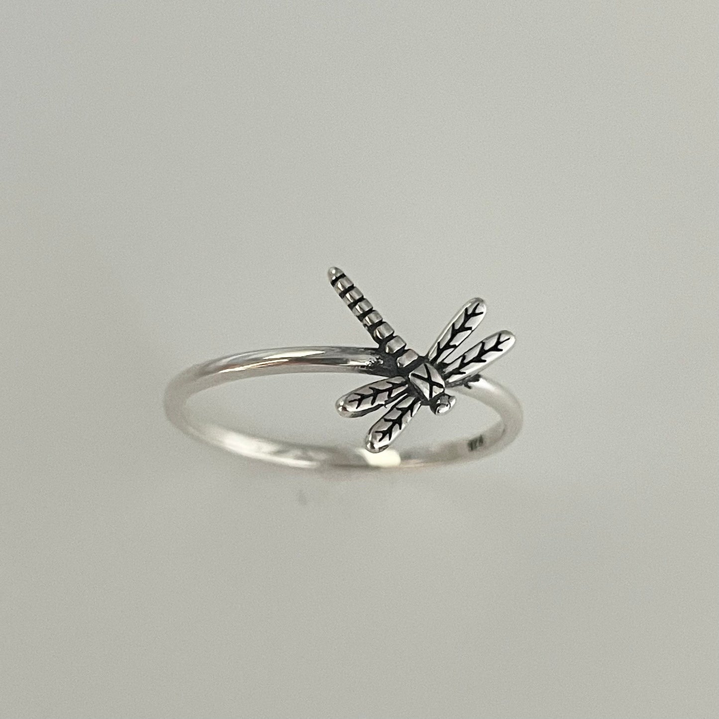 Dainty Dragonfly Sterling Silver Ring: Oxidized Boho Statement Ring