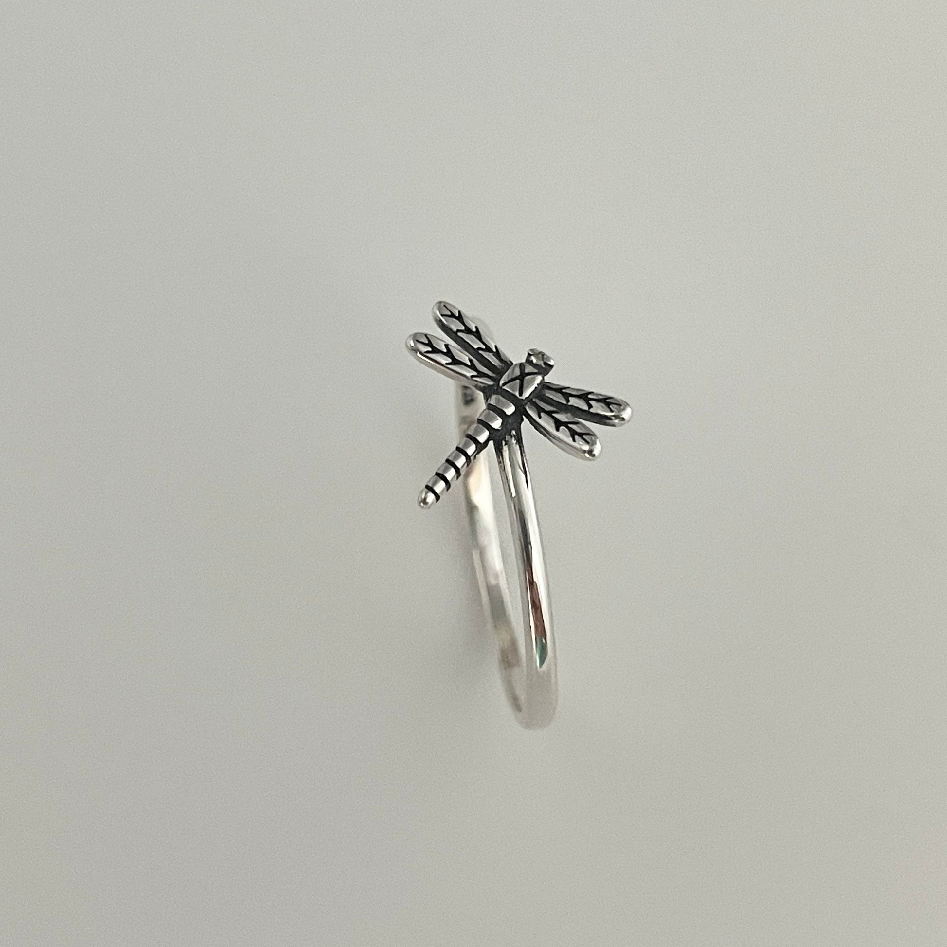 Dainty Dragonfly Sterling Silver Ring: Oxidized Boho Statement Ring
