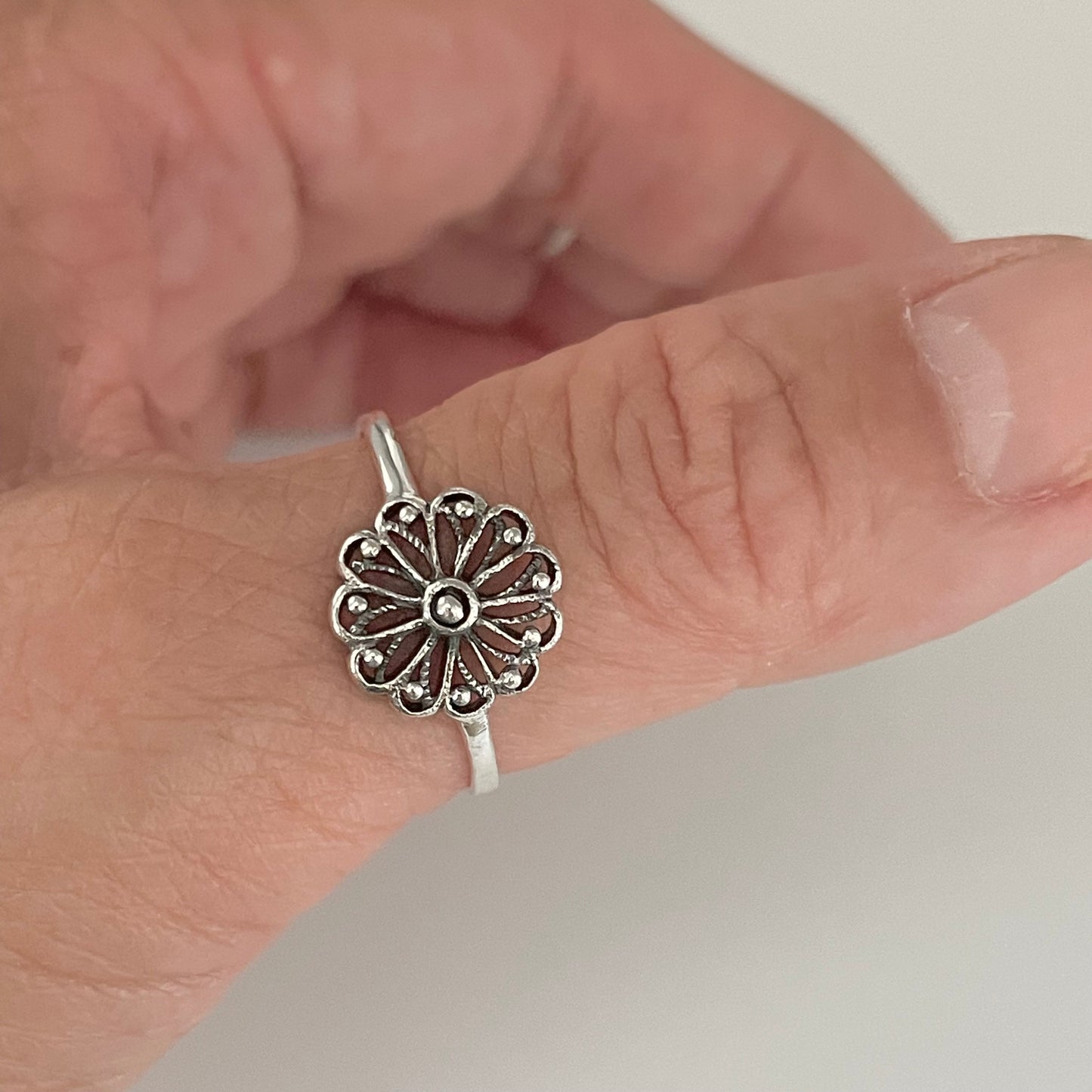 Mandala Flower Sterling Silver Ring, Spiritual Ring, Mandala Ring, Cultures Universal Symbol Ring, Flower Ring, Floral Ring, Silver Ring