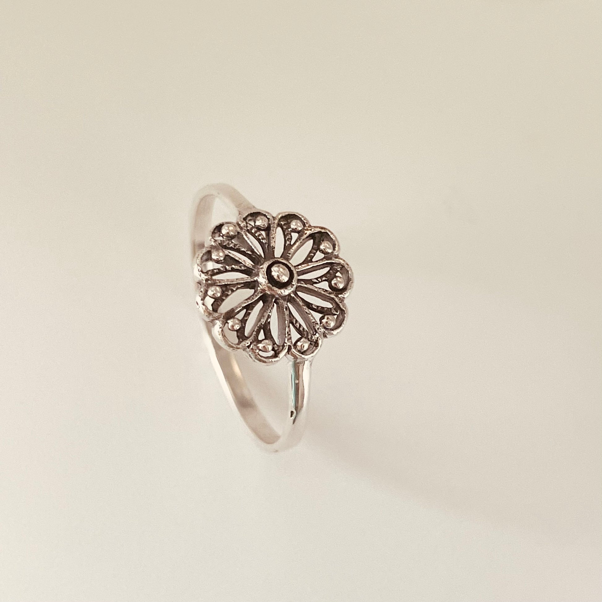 Mandala Flower Sterling Silver Ring, Spiritual Ring, Mandala Ring, Cultures Universal Symbol Ring, Flower Ring, Floral Ring, Silver Ring