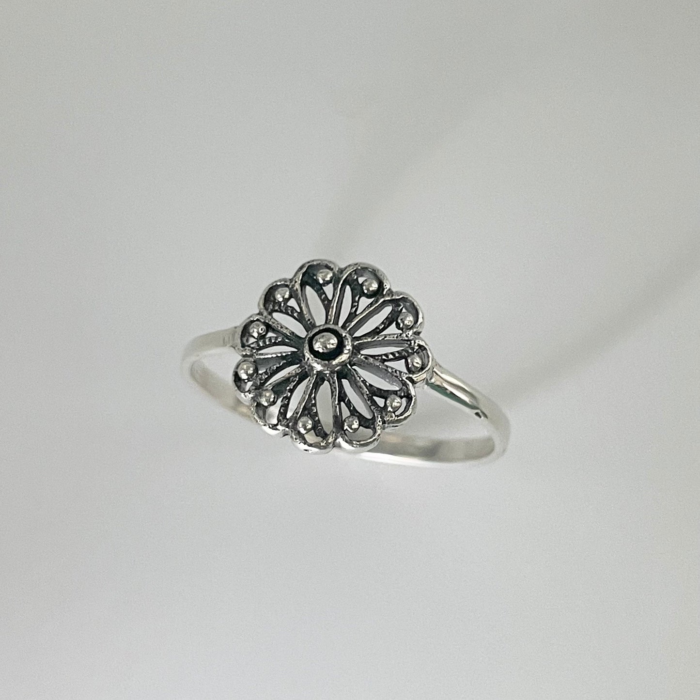 Mandala Flower Sterling Silver Ring, Spiritual Ring, Mandala Ring, Cultures Universal Symbol Ring, Flower Ring, Floral Ring, Silver Ring