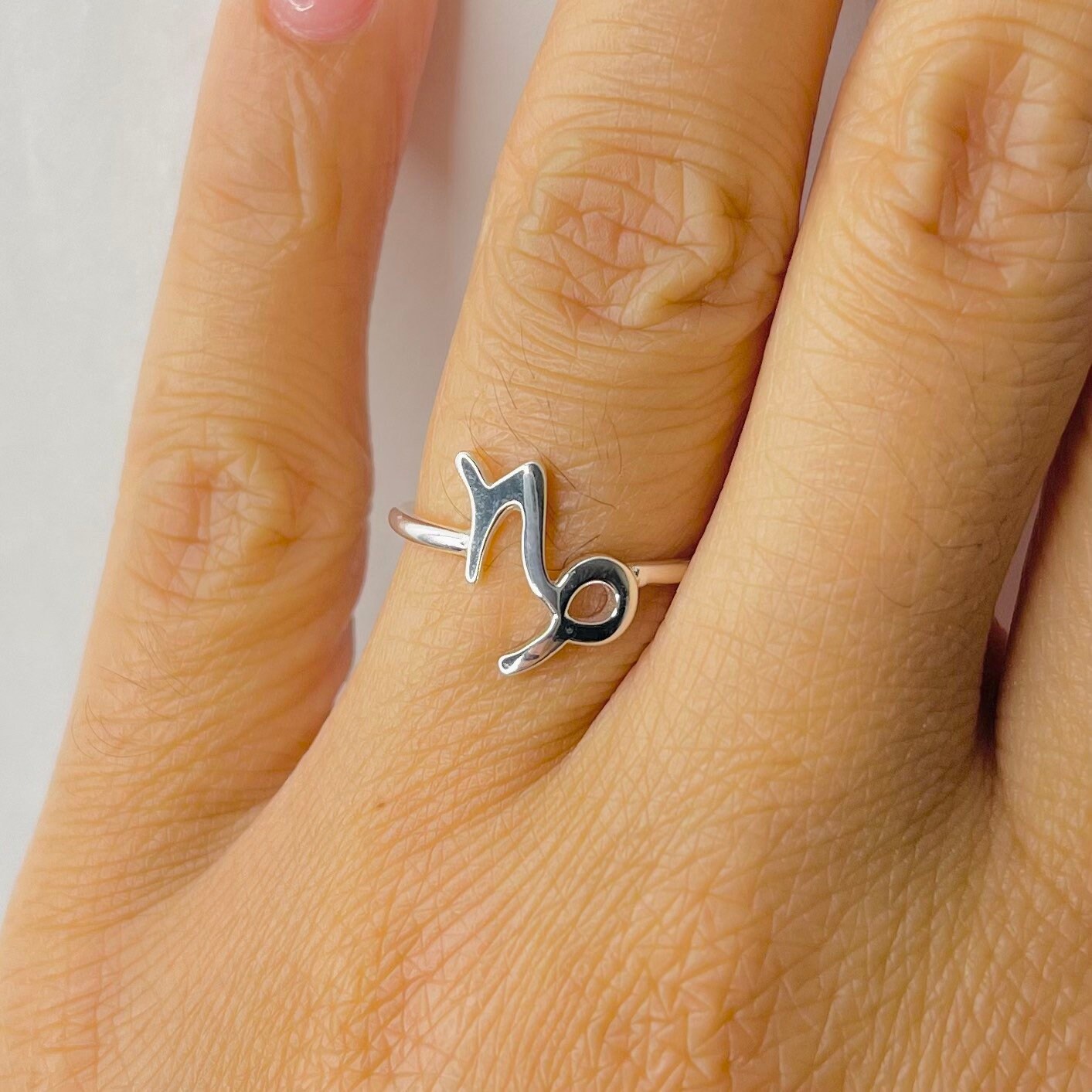 Dainty Capricorn Sterling Silver Ring: Zodiac Astrology Jewelry