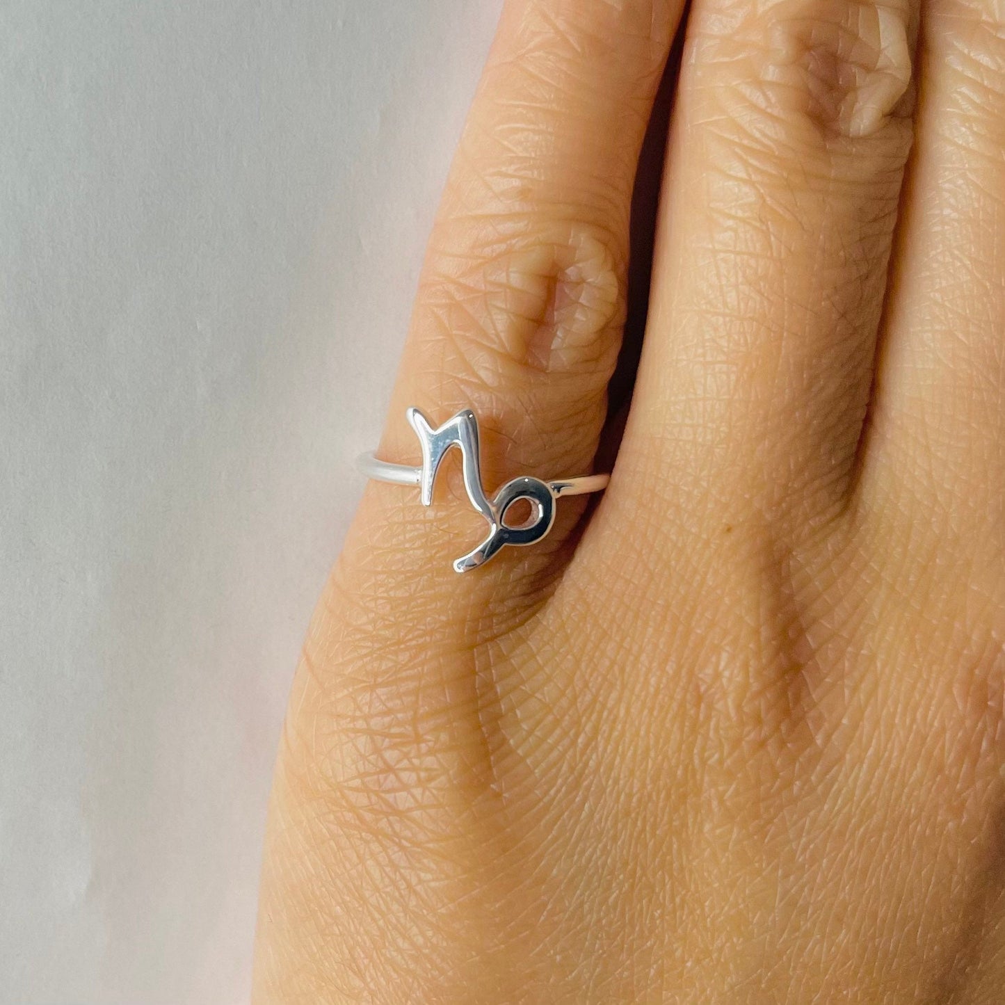Dainty Capricorn Sterling Silver Ring: Zodiac Astrology Jewelry