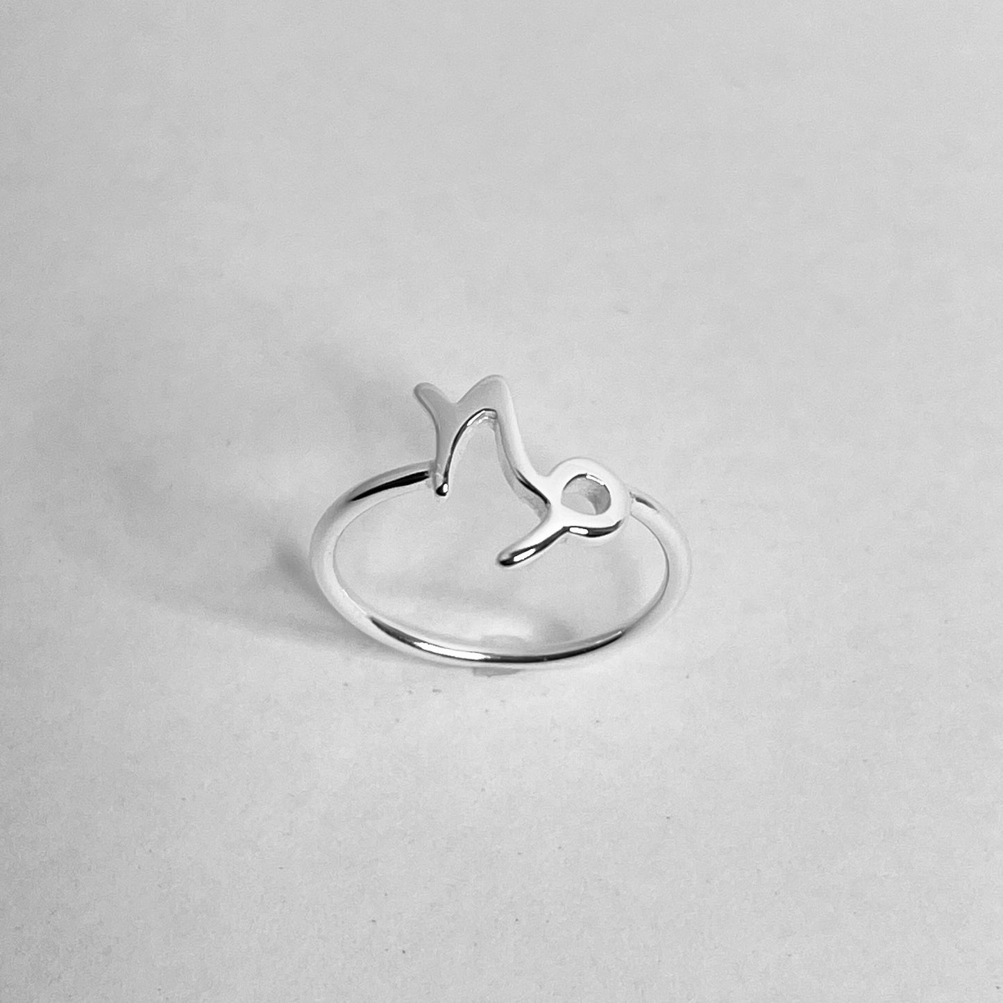 Dainty Capricorn Sterling Silver Ring: Zodiac Astrology Jewelry