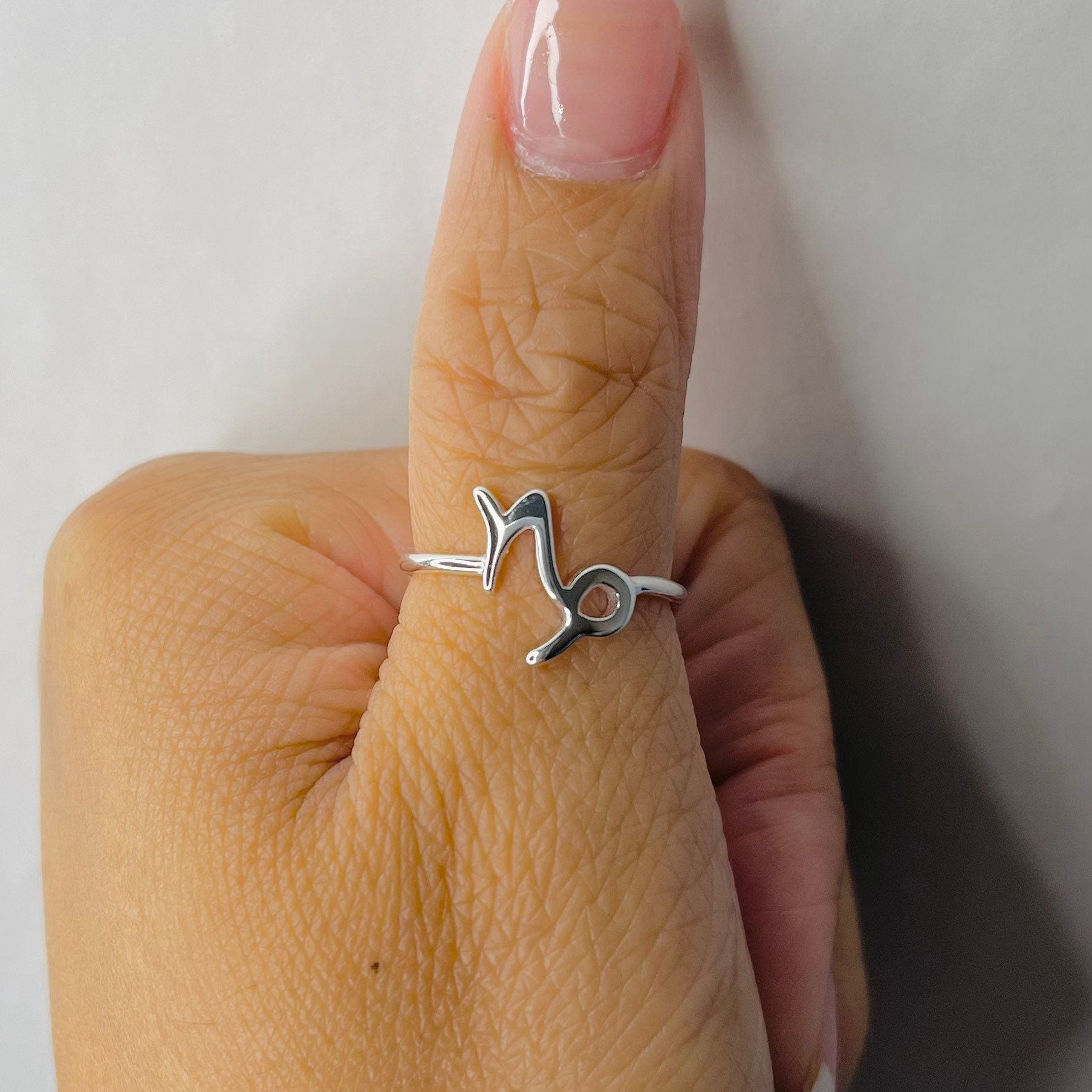 Capricorn Zodiac Sterling silver ring, Dainty Capricorn Ring, astrology ring, horoscope ring, zodiac silver ring, silver Capricorn ring.