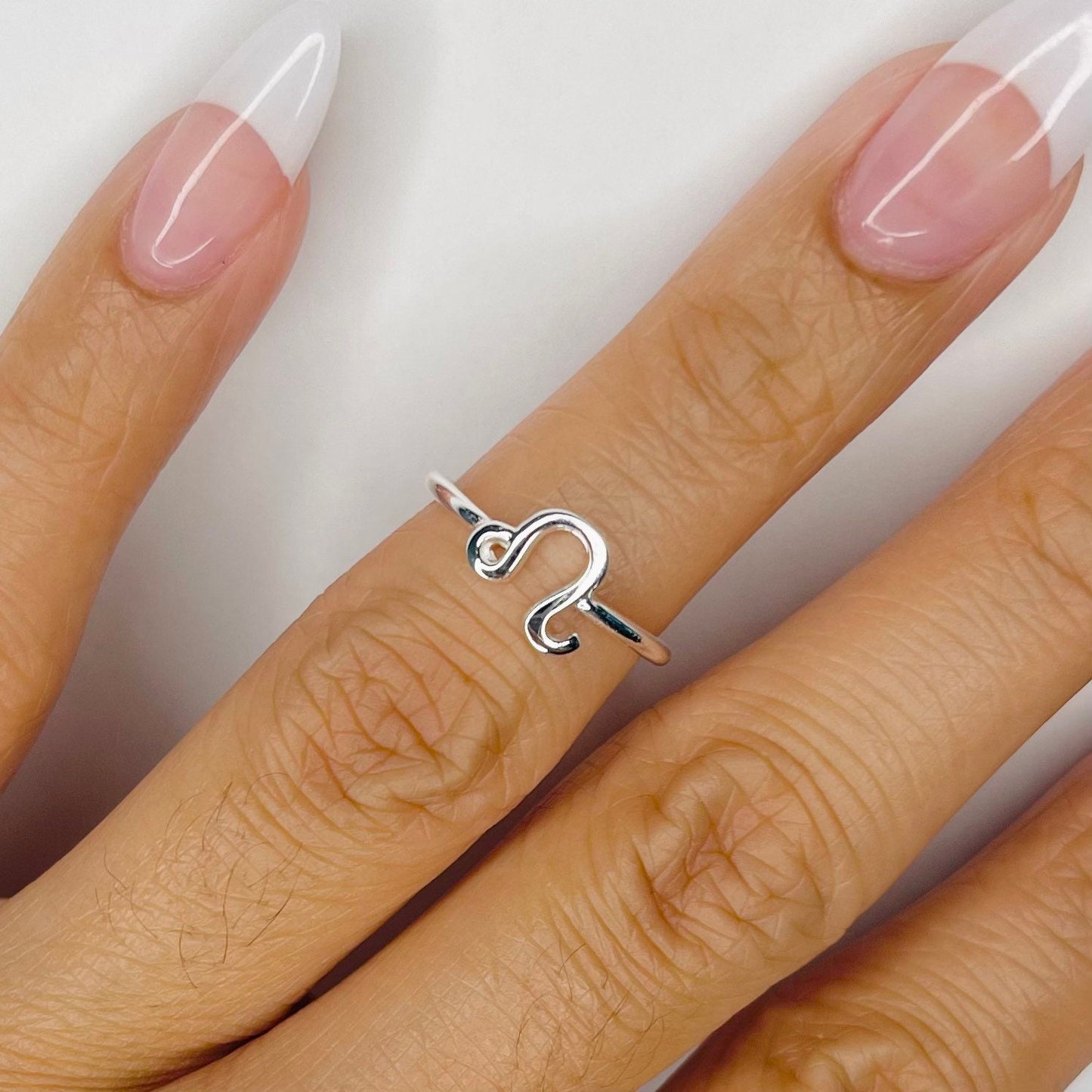 Leo Zodiac Sterling Silver Ring: Dainty Horoscope Jewelry