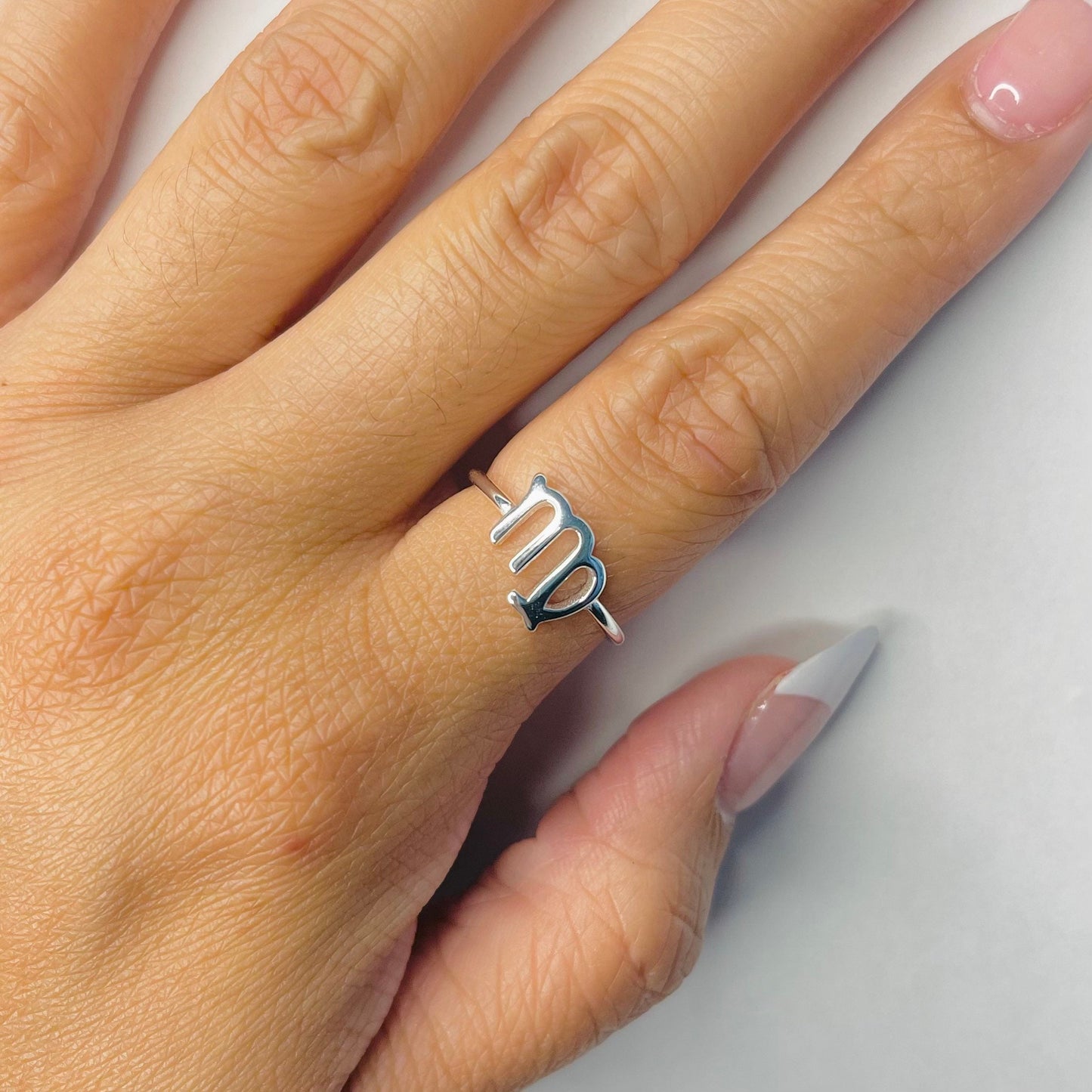 Virgo Zodiac Sterling Silver Ring: Dainty Horoscope Jewelry